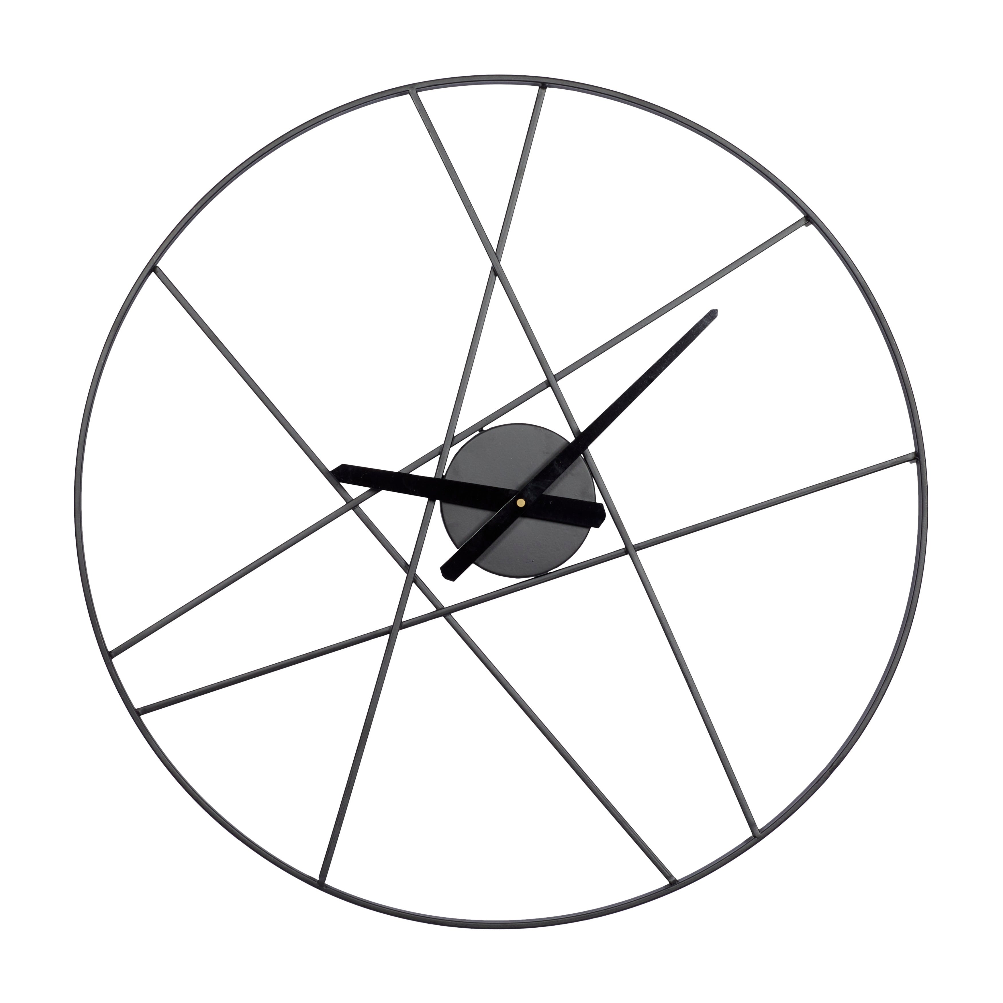 Black Iron Simple Modern Contemporary Abstract Round Wall Clock 24 - 24 x 2 x 24