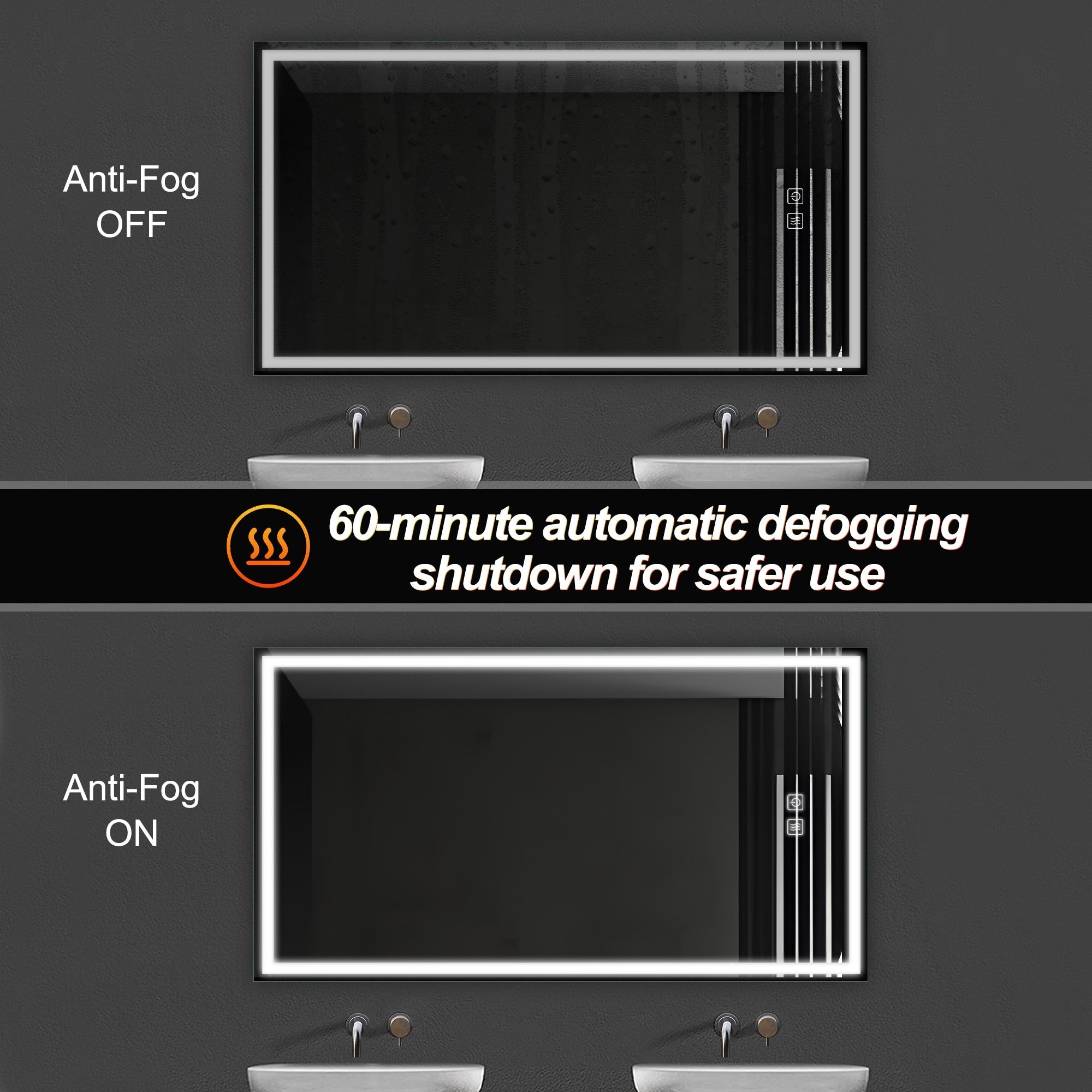 LED Mirror Bathroom Wall Mirror Vanity Mirror Waterproof Design