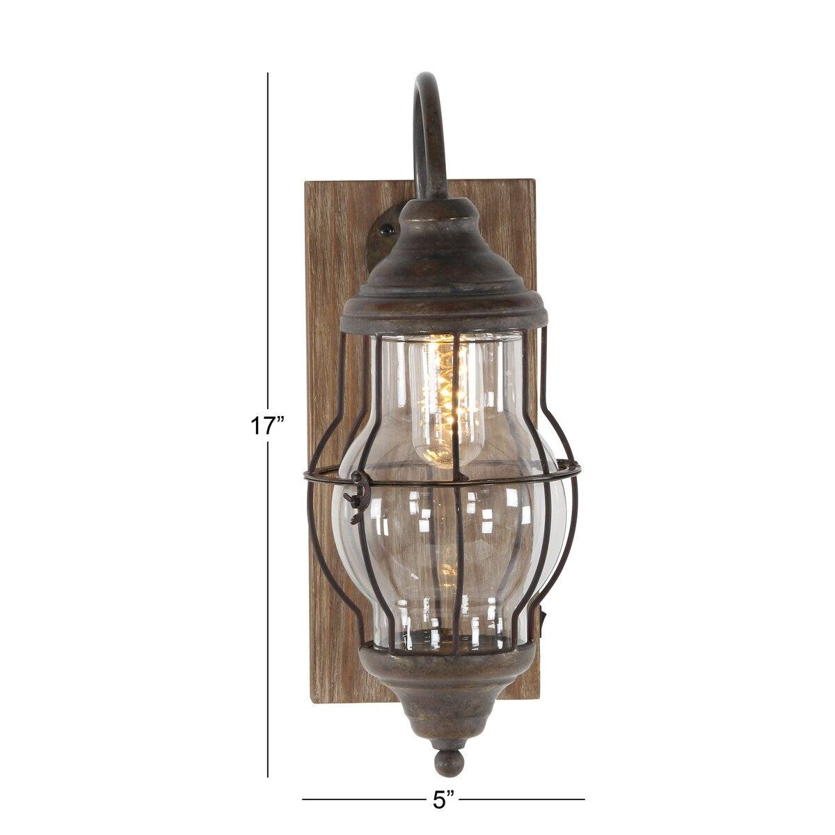 Metal Battery Operated Room Accent Lamp with Included Fixed LED Light - Brown - Roche River Decor