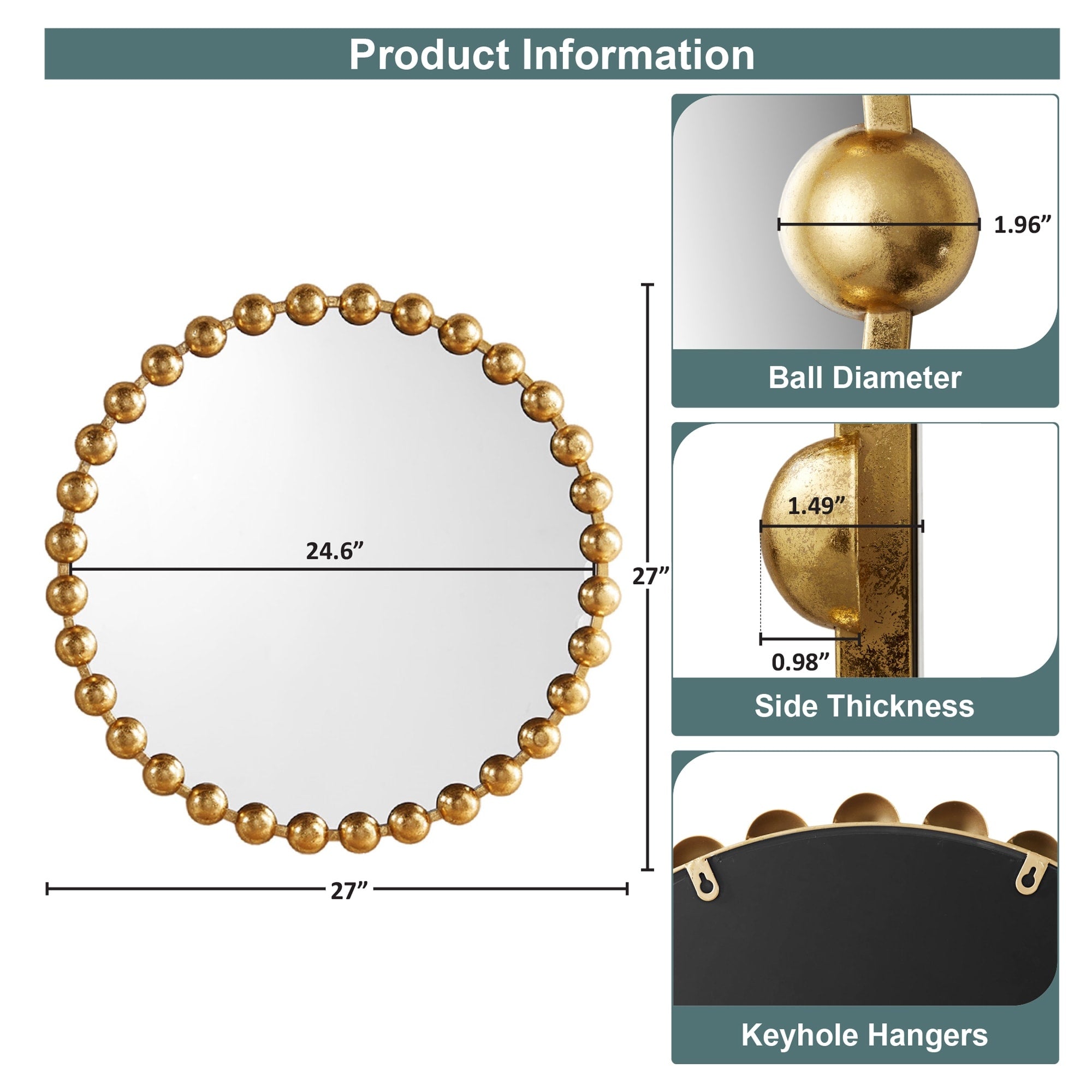 Madison Park Signature Marlowe Beaded Round Wall Mirror