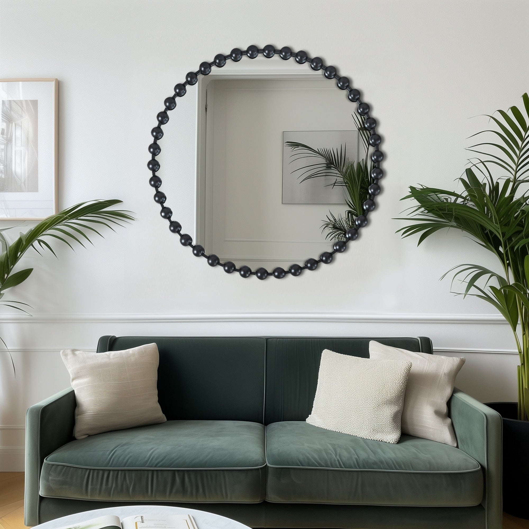 Madison Park Signature Marlowe Beaded Round Wall Mirror