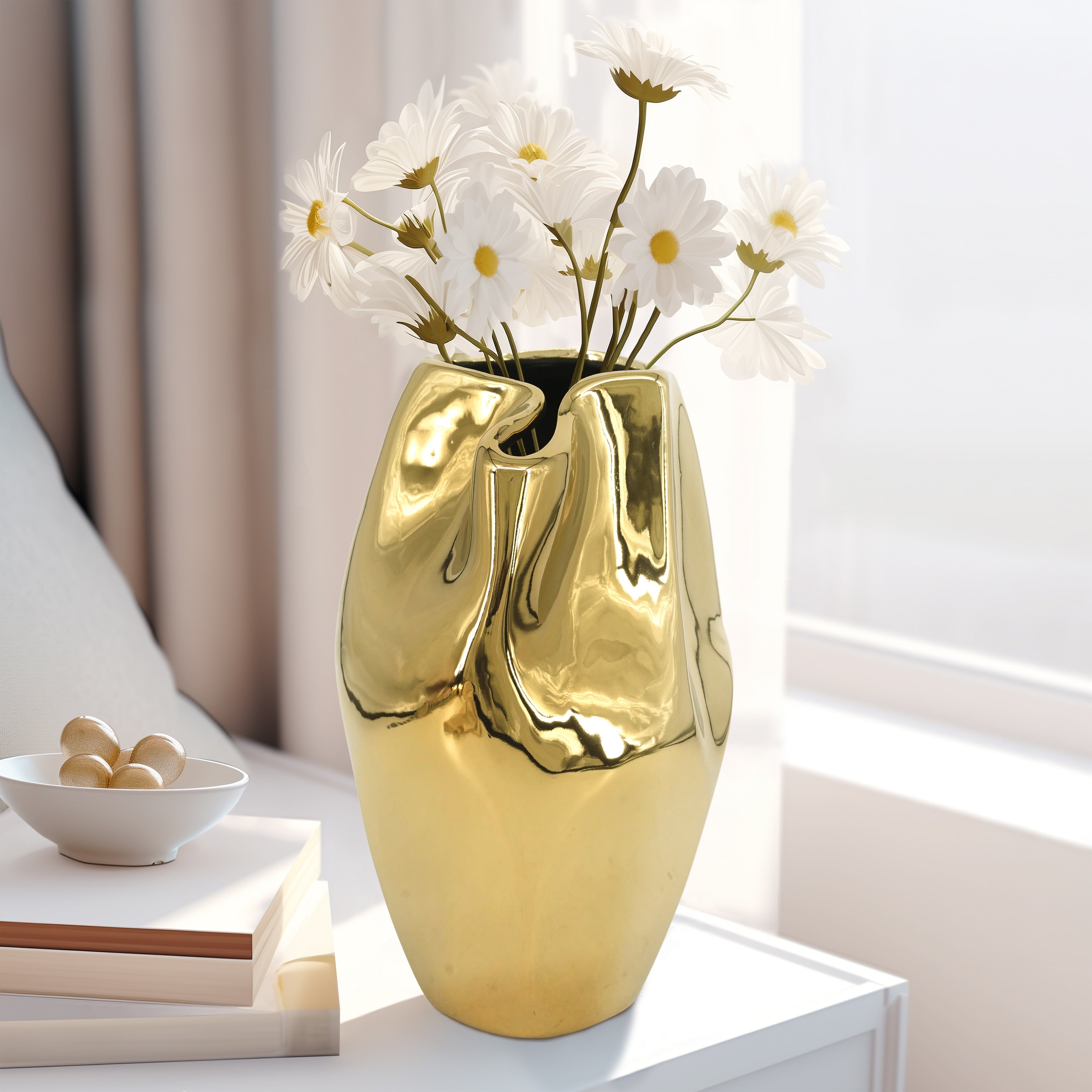 Sagebrook Home Ceramic Elegant Decorative Vase for Stylish Interiors