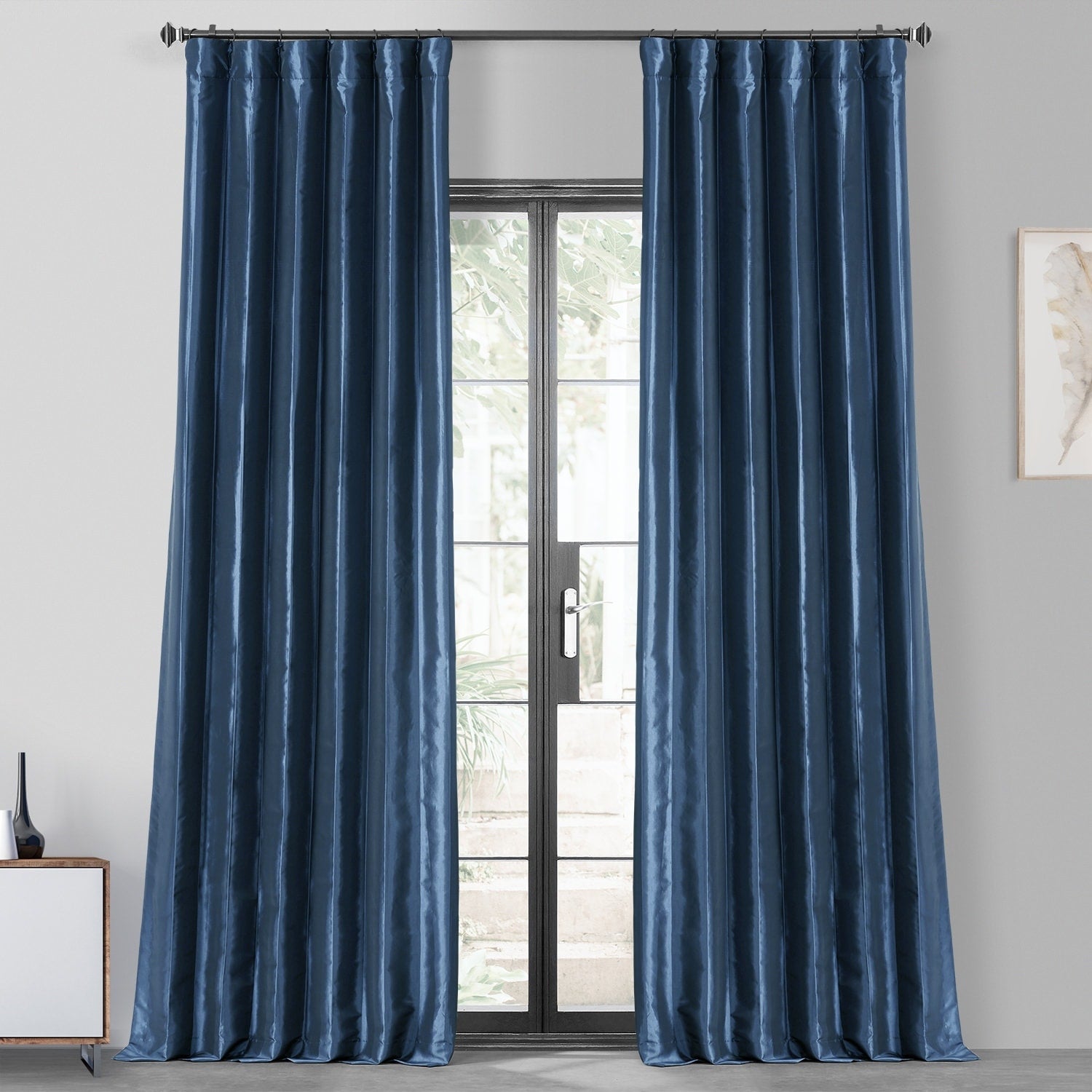 Exclusive Fabric Faux Silk Taffeta Solid Blackout Curtain (1 Panel)