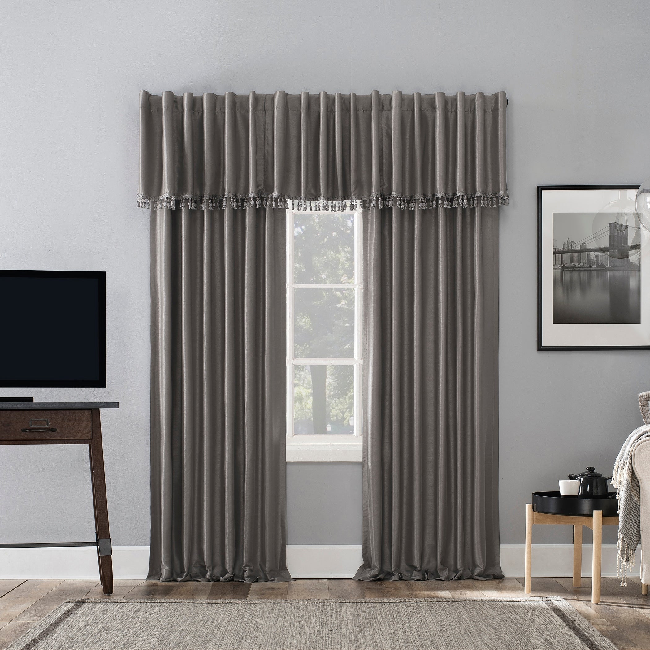 Sun Zero Evelina Faux Dupioni Silk Thermal Extreme Total Blackout Back Tab Curtain Panel, Single Panel