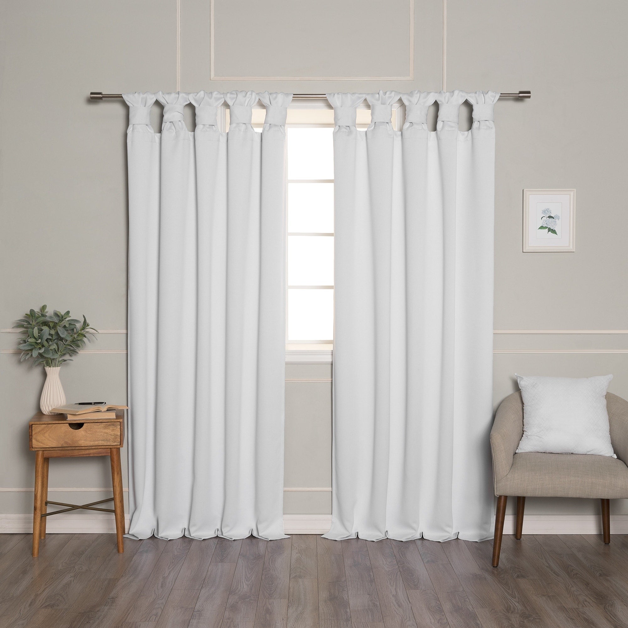 Aurora Home Thermal Insulated Blackout Knotted Tab Curtains