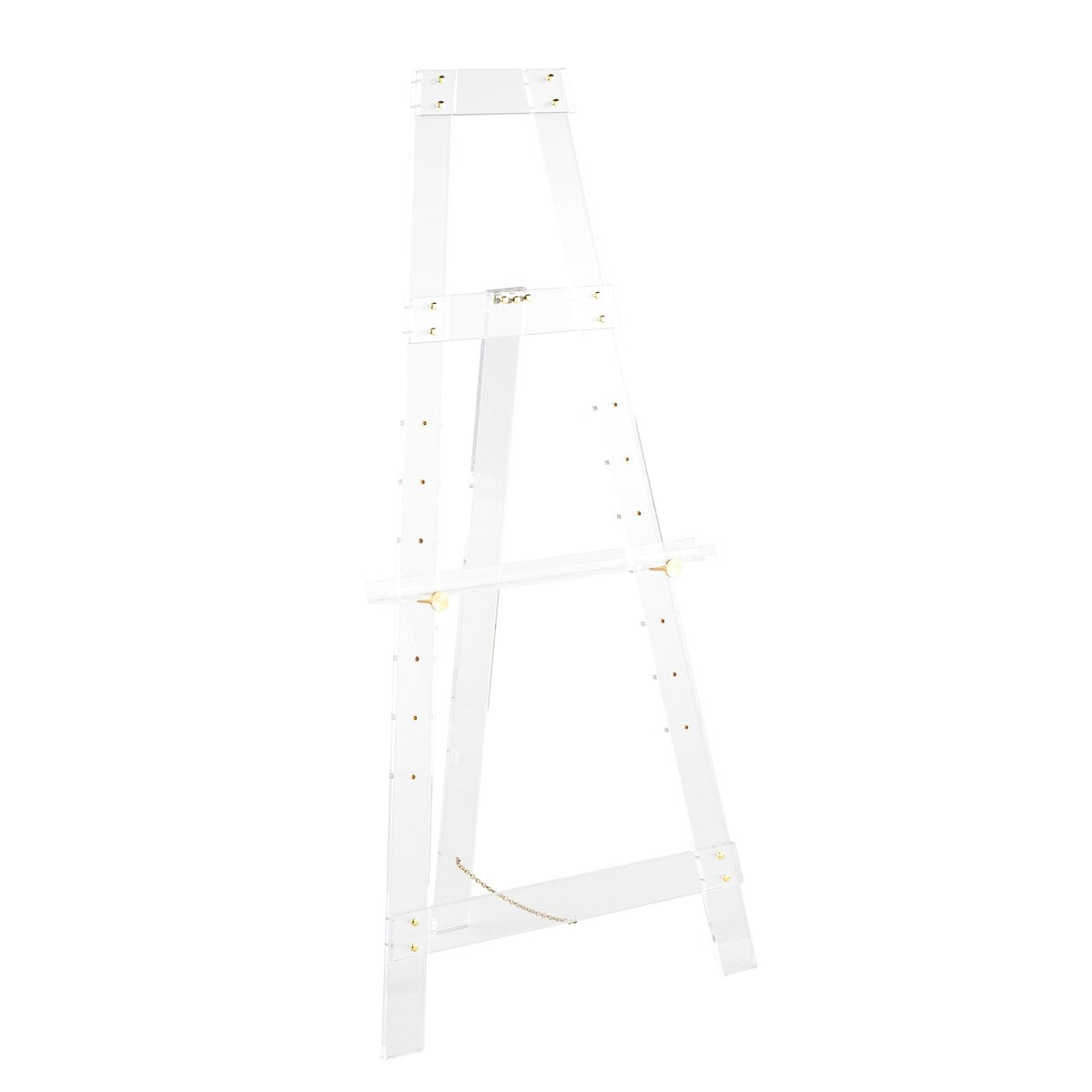 Acrylic Plastic Adjustable 7 Tier Display Easel with Silver or Gold Accents and Chain Support - Clear - Roche River Decor