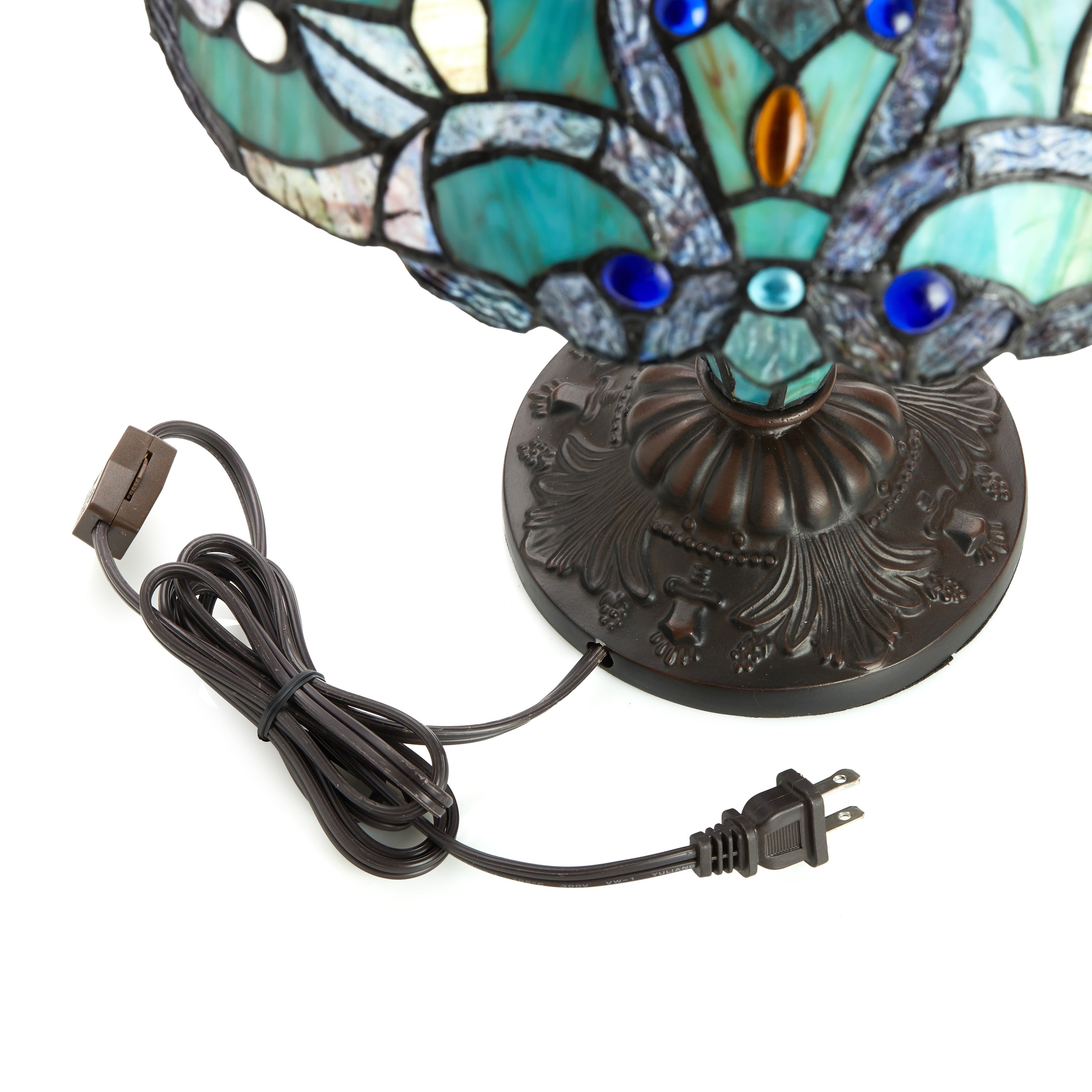 Gracewood Hollow Khelladi 20H Stained Glass Multicolored Magna Carta Table Lamp - 14L x 14W x 20H