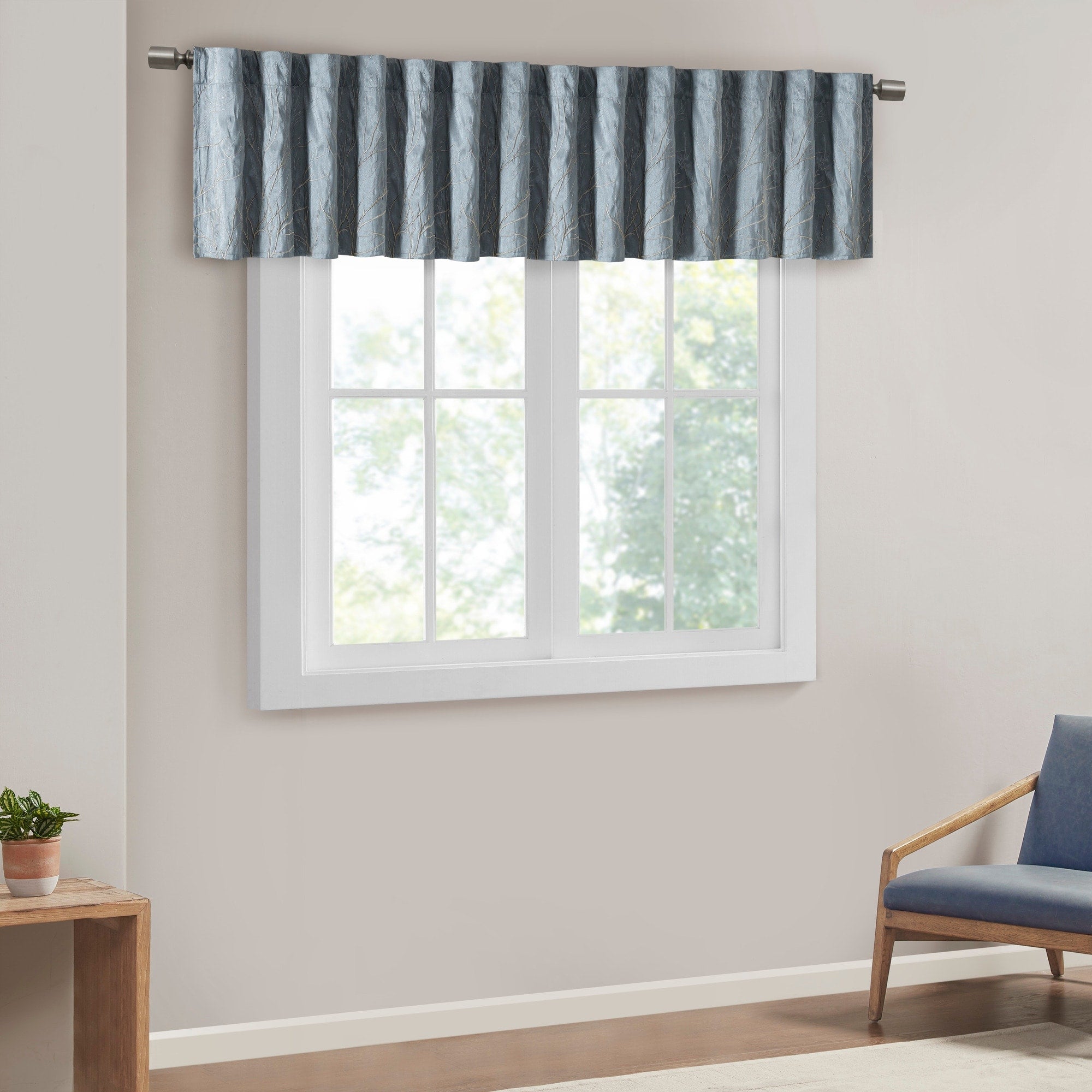 Madison Park Eliza Faux Silk Embroidered Window Valance - 50 x 18