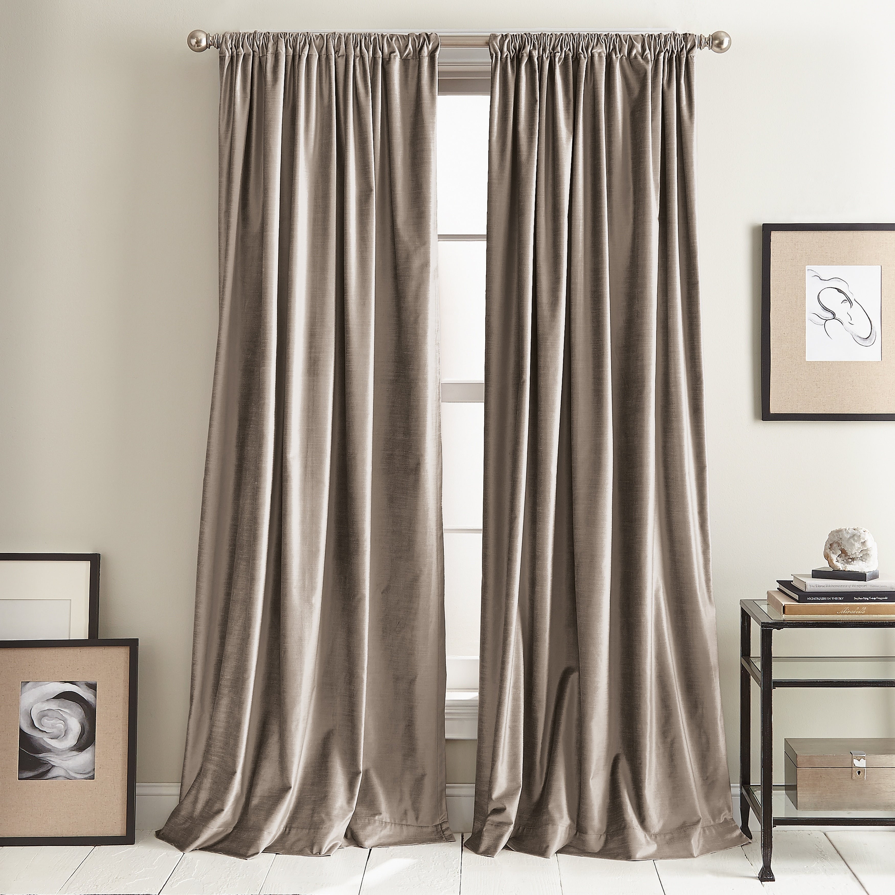 DKNY Modern Knotted Velvet Curtain Panel Pair