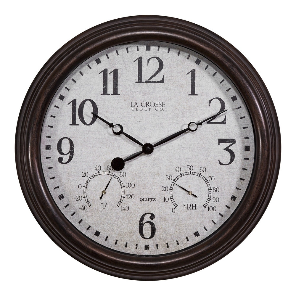 La Crosse Clock 15 Inch Indoor/Outdoor Wall Clock with Temperature and Humidity