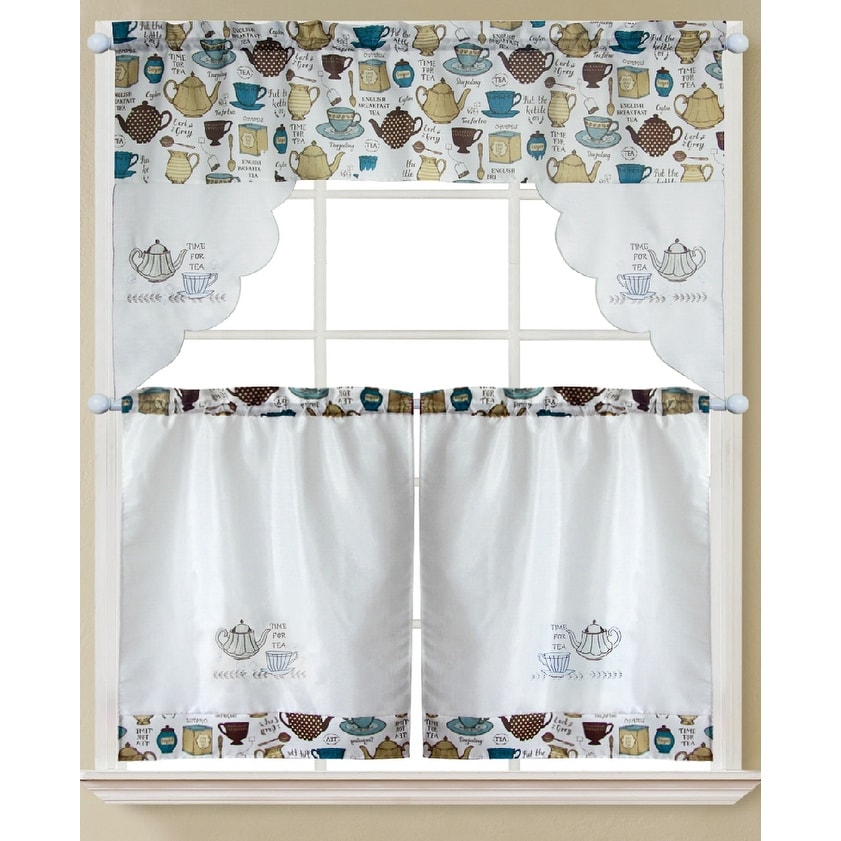 Lemon Fern Sunflower Tropical Tea Urban Kitchen Curtain Sets with Valance & Tiers