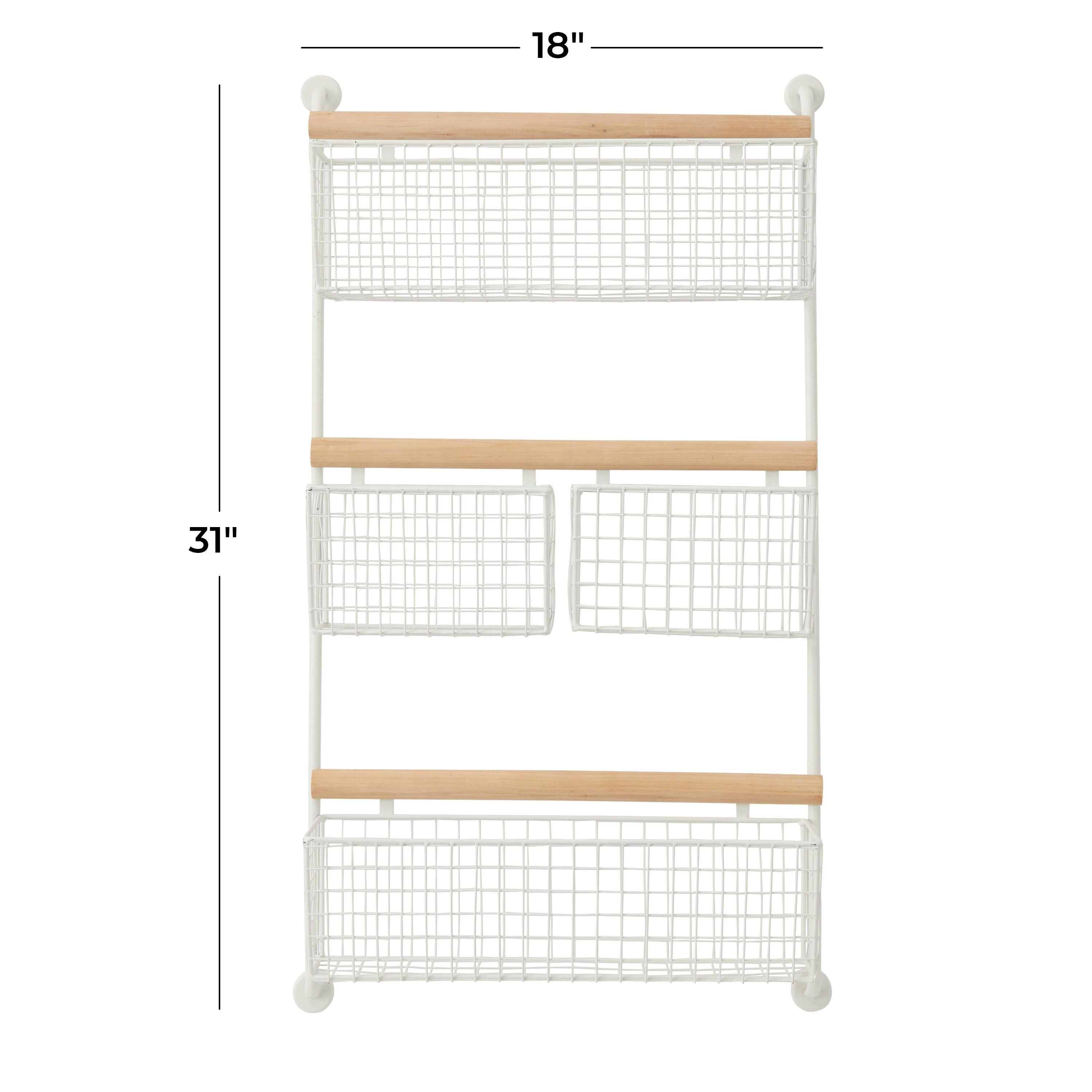 Metal Wall Mounted 4 Hanging Baskets Magazine Rack Holder - White or Black