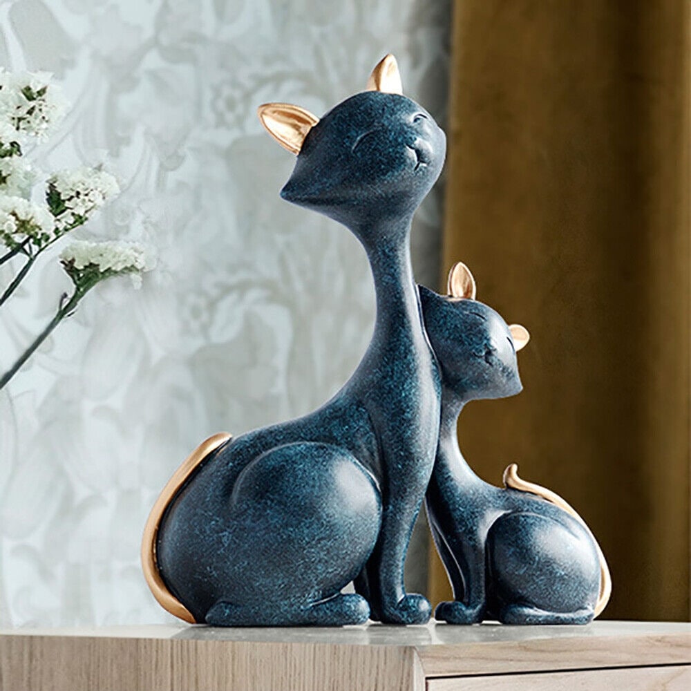 Blue Deer Figurine Home Decor Resin Sculpture Decorative Gifts