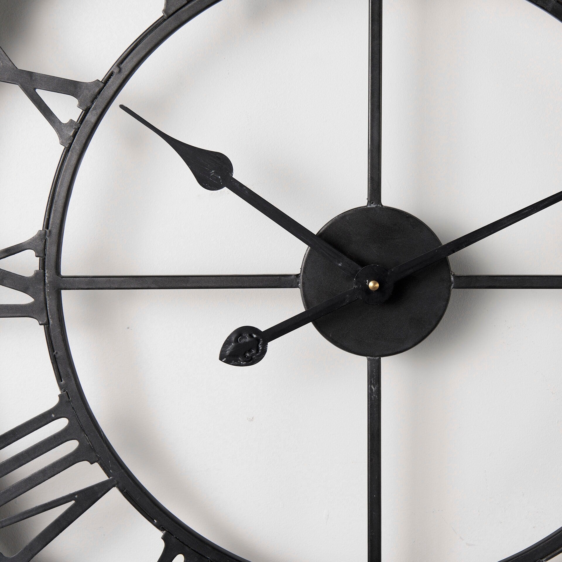 Mething Gray Wood and Black Metal 25 Round Wall Clock - 24.8W x 2D x 25H