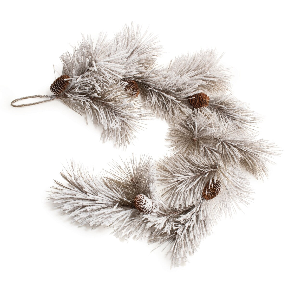 Flocked Long Needle Pine Garland (Set of 2) - White