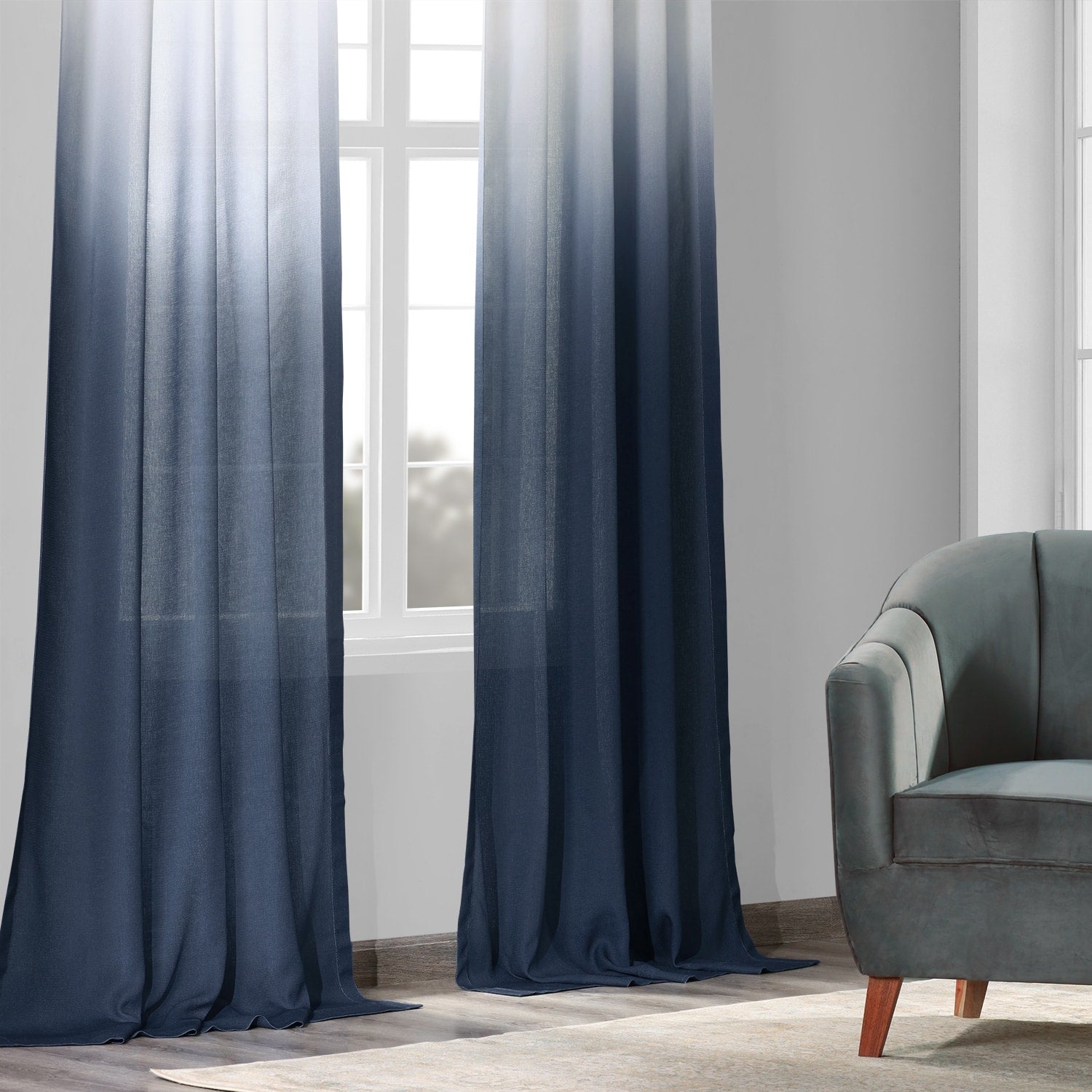 Exclusive Fabrics Ombre Faux Linen Light Filtering Curtains (1 Panel) - Lightweight Elegance, Natural Light Enhancement