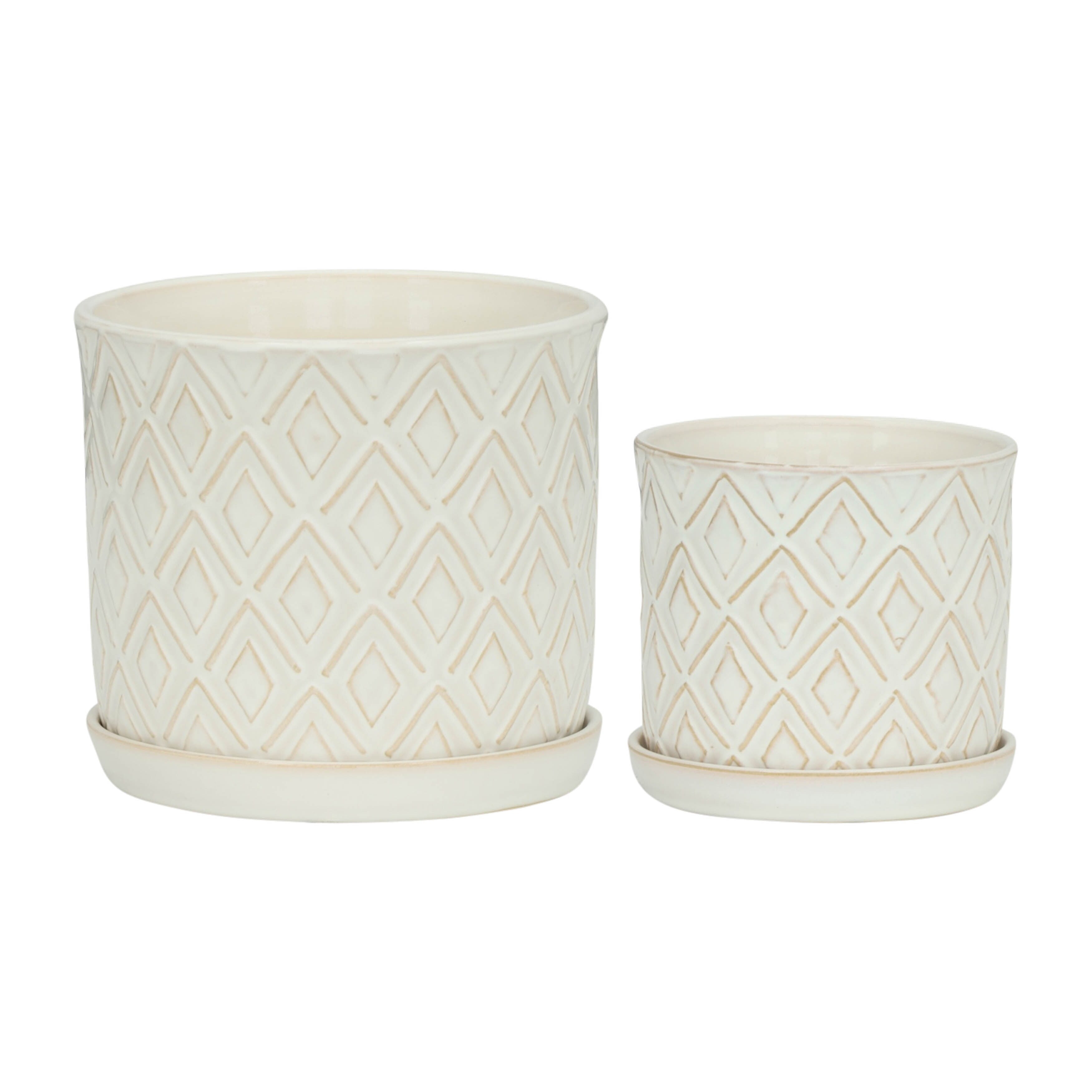 Sagebrook Home Modern Indoor or Outdoor Ceramic Planter Set of 2