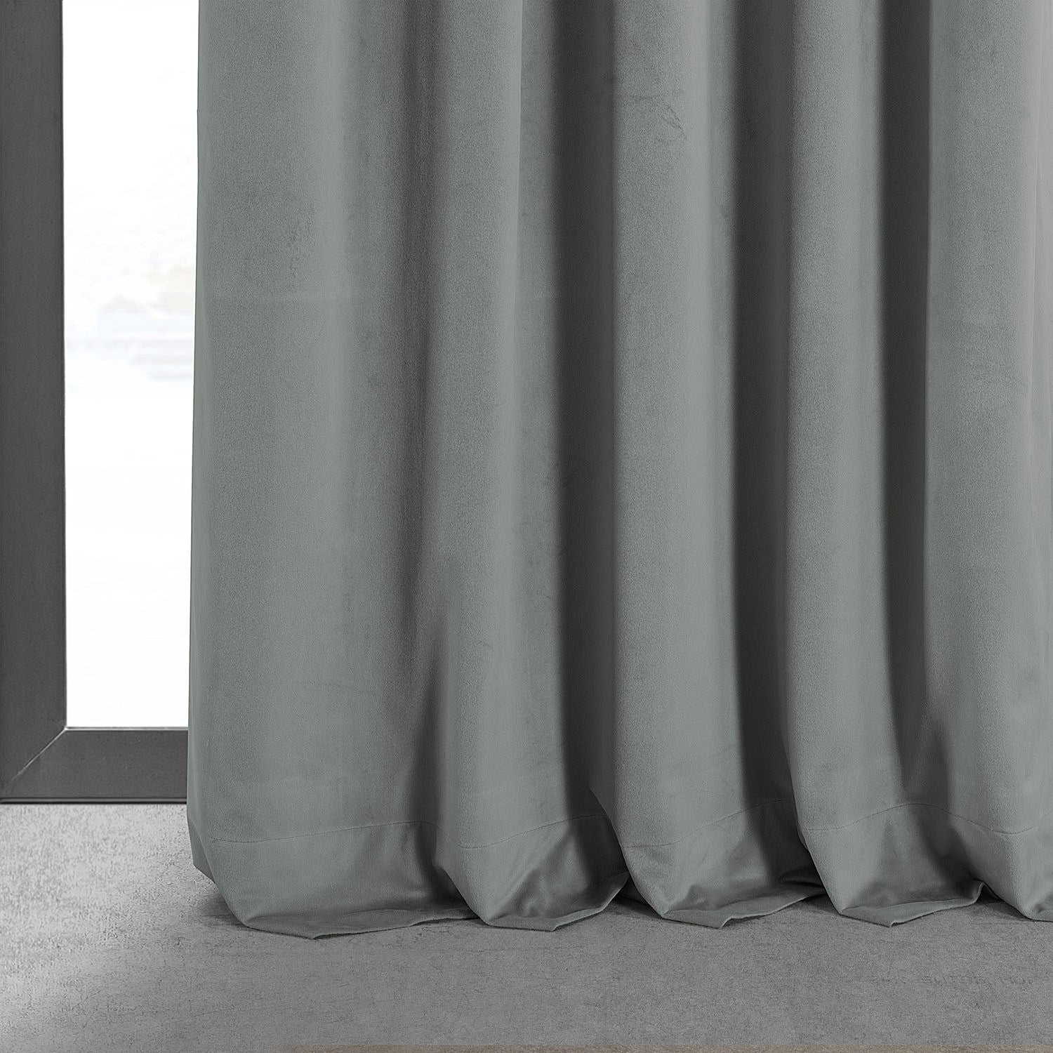 Exclusive Fabrics Signature Silver Grey Blackout Velvet Curtain Panel