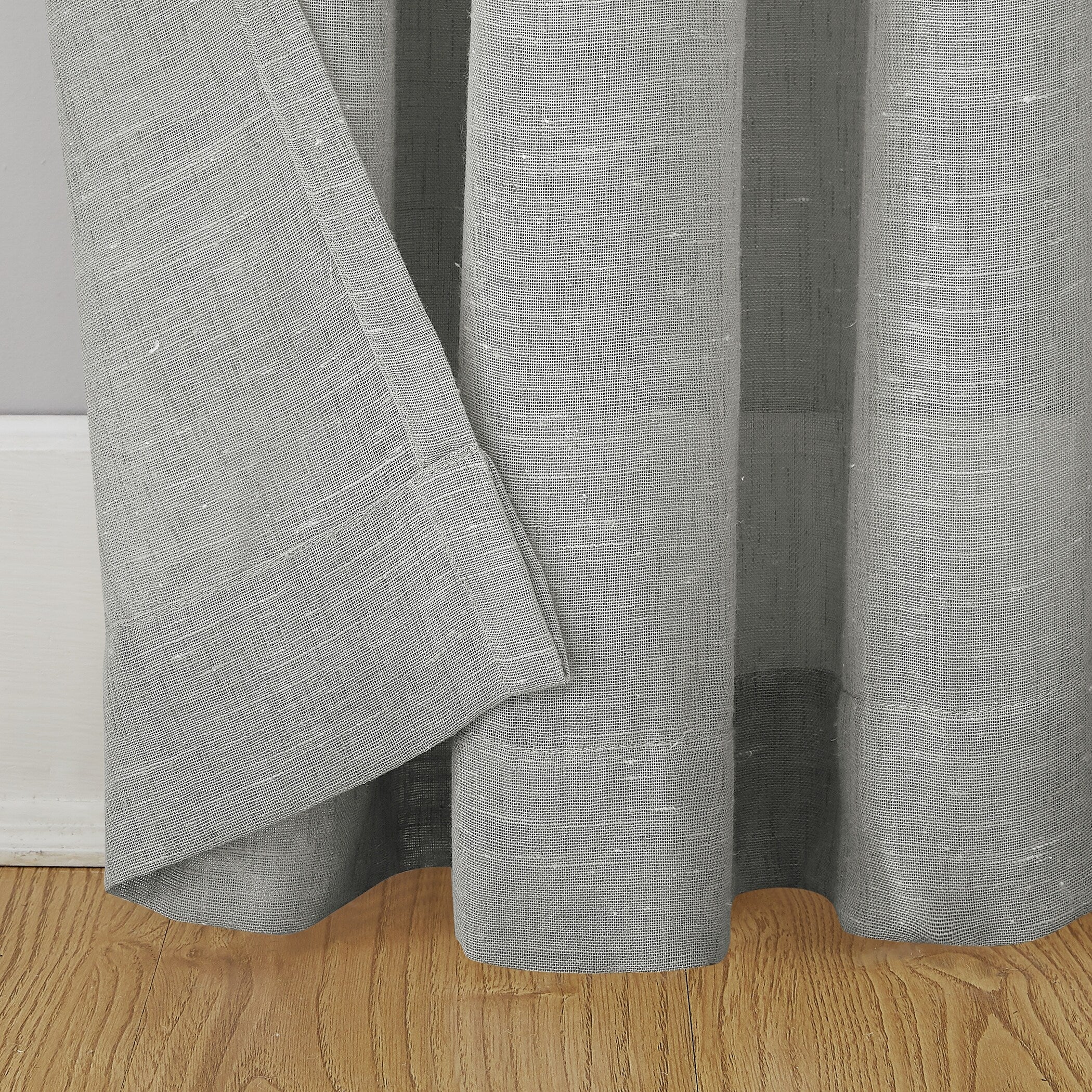 Archaeo Slub Textured Linen Blend Grommet Top Curtain, Single Panel