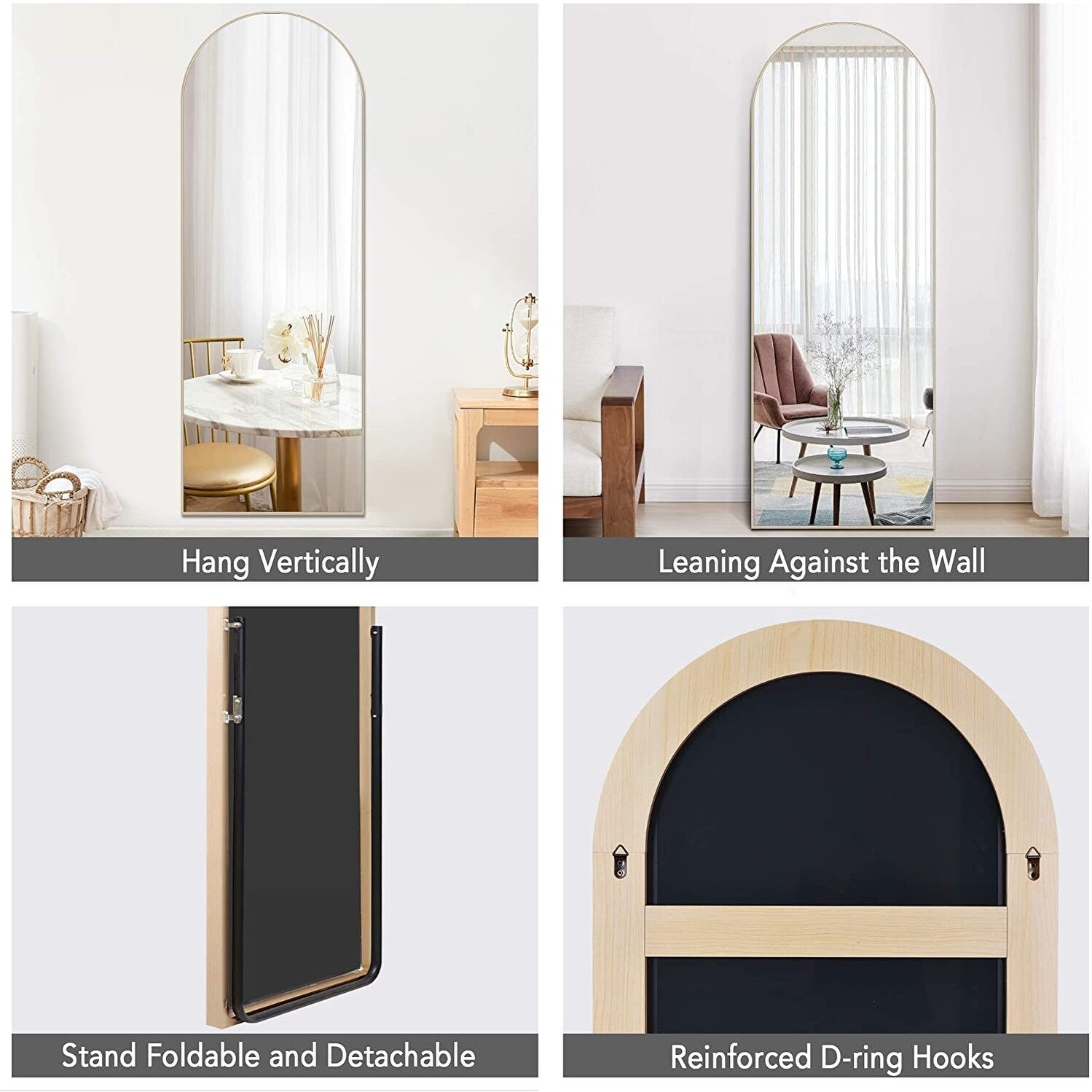 Lumioca Arched Full Length Standing Floor/ Wall Mirror