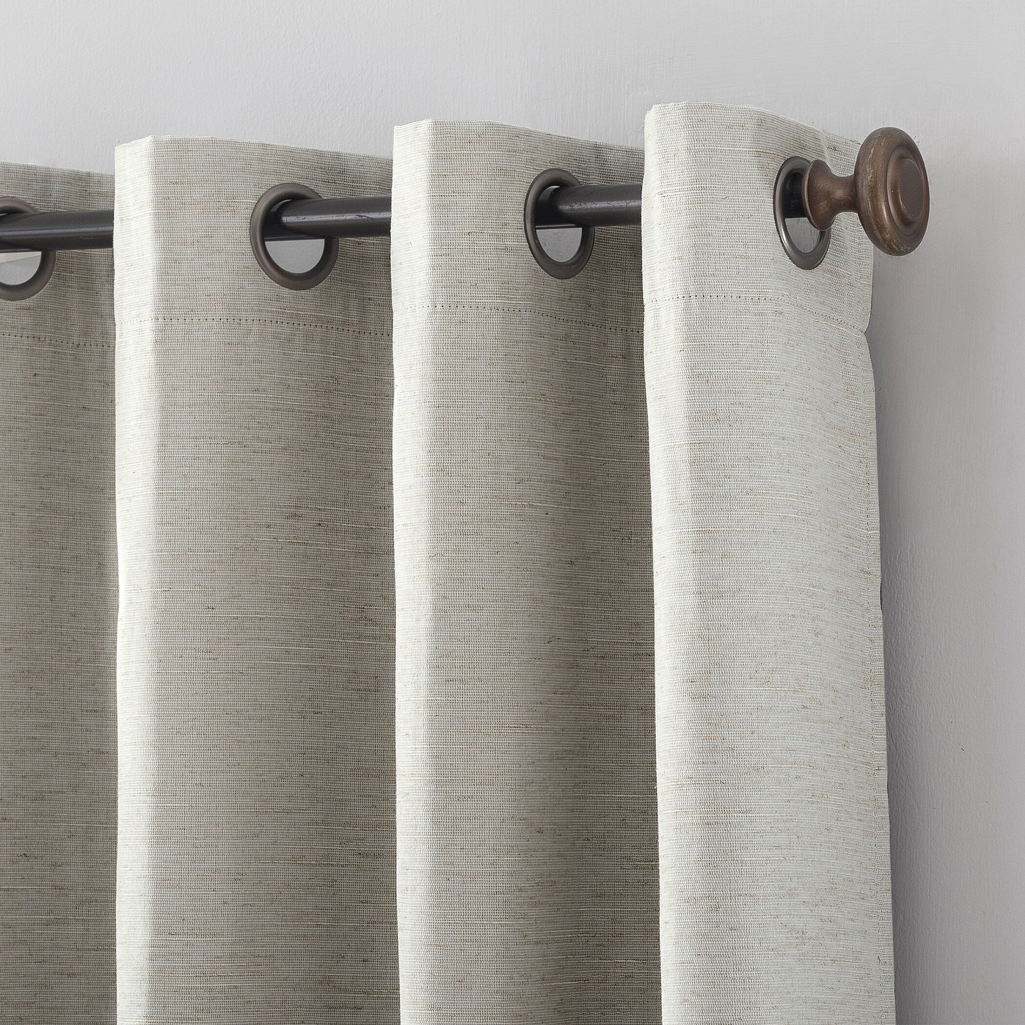 Archaeo Textured Linen Blend Total Blackout Grommet Top Curtain, Single Panel