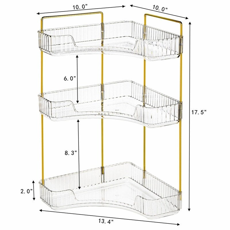 3 Tiers Bathroom Counter Organizer, - Gold - 10D x 10W x 17.5H