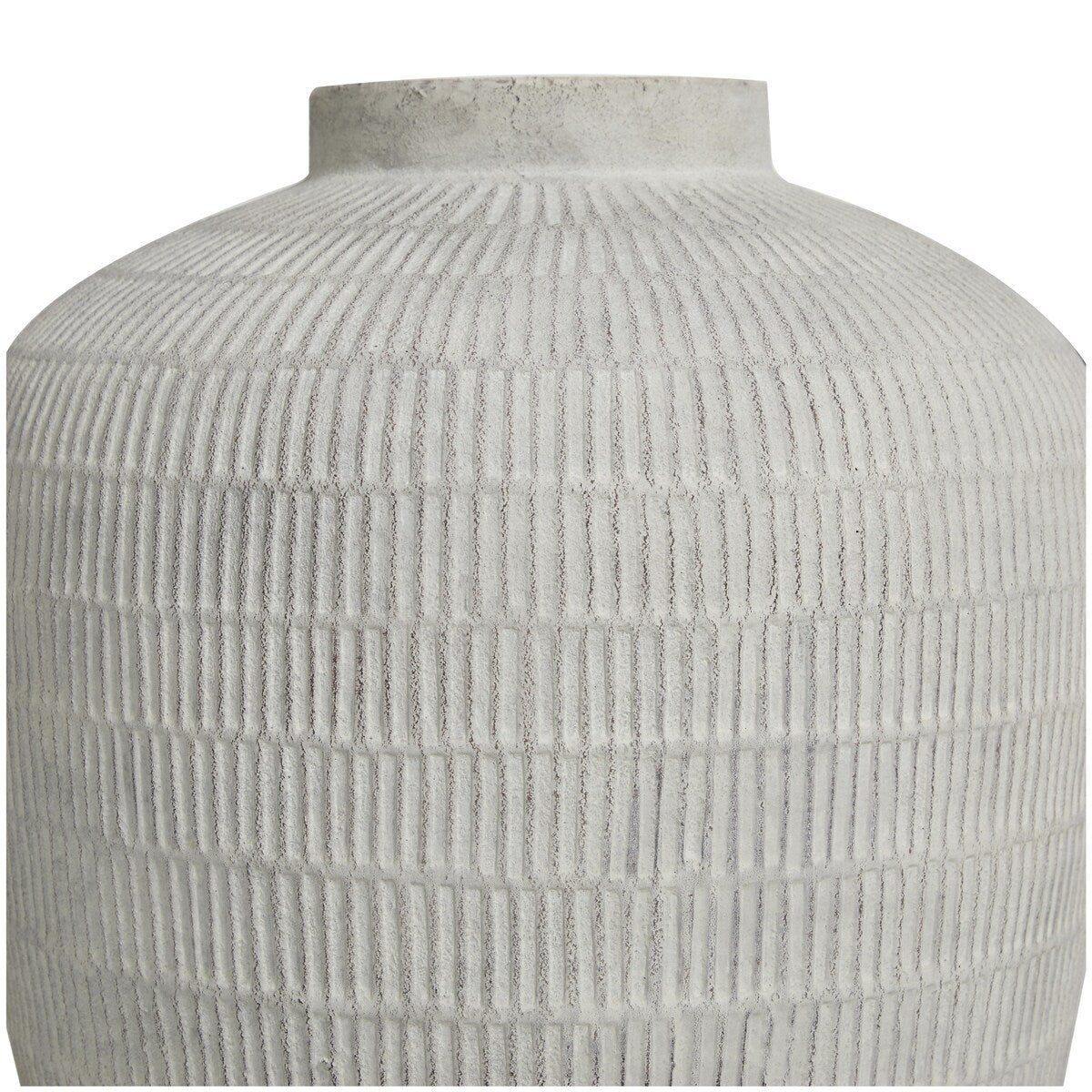 Ceramic Textured Decorative Vase with Linear Pattern - Cream - Roche River Decor