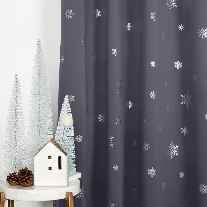 Aurora Home Silver Foil Snowflake Thermal Insulated Blackout Curtains