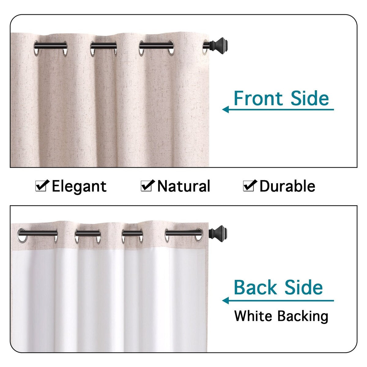 PrimeBeau Thermal Insulated Blackout Curtains w/Waterproof Coating