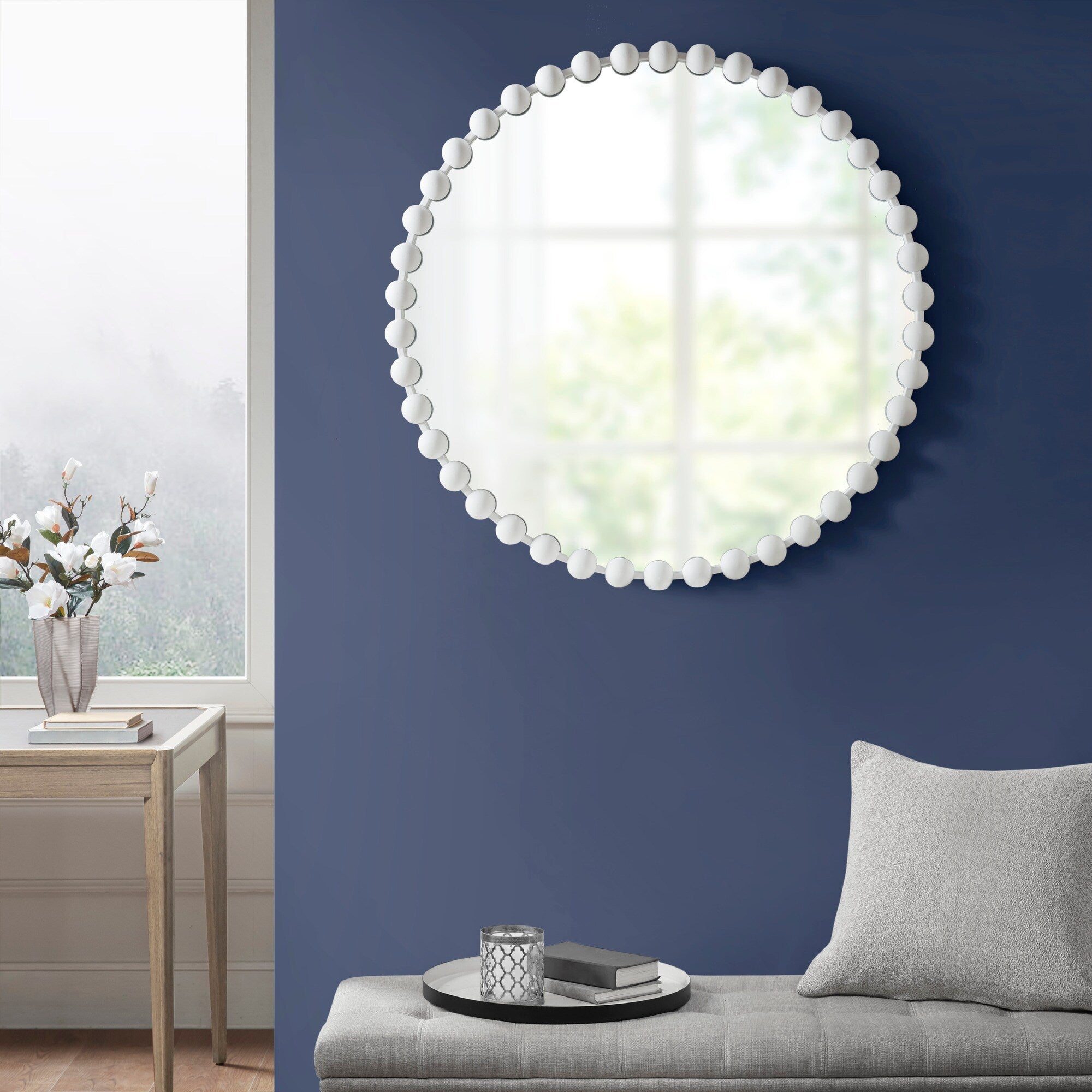 Madison Park Signature Marlowe Beaded Round Wall Mirror