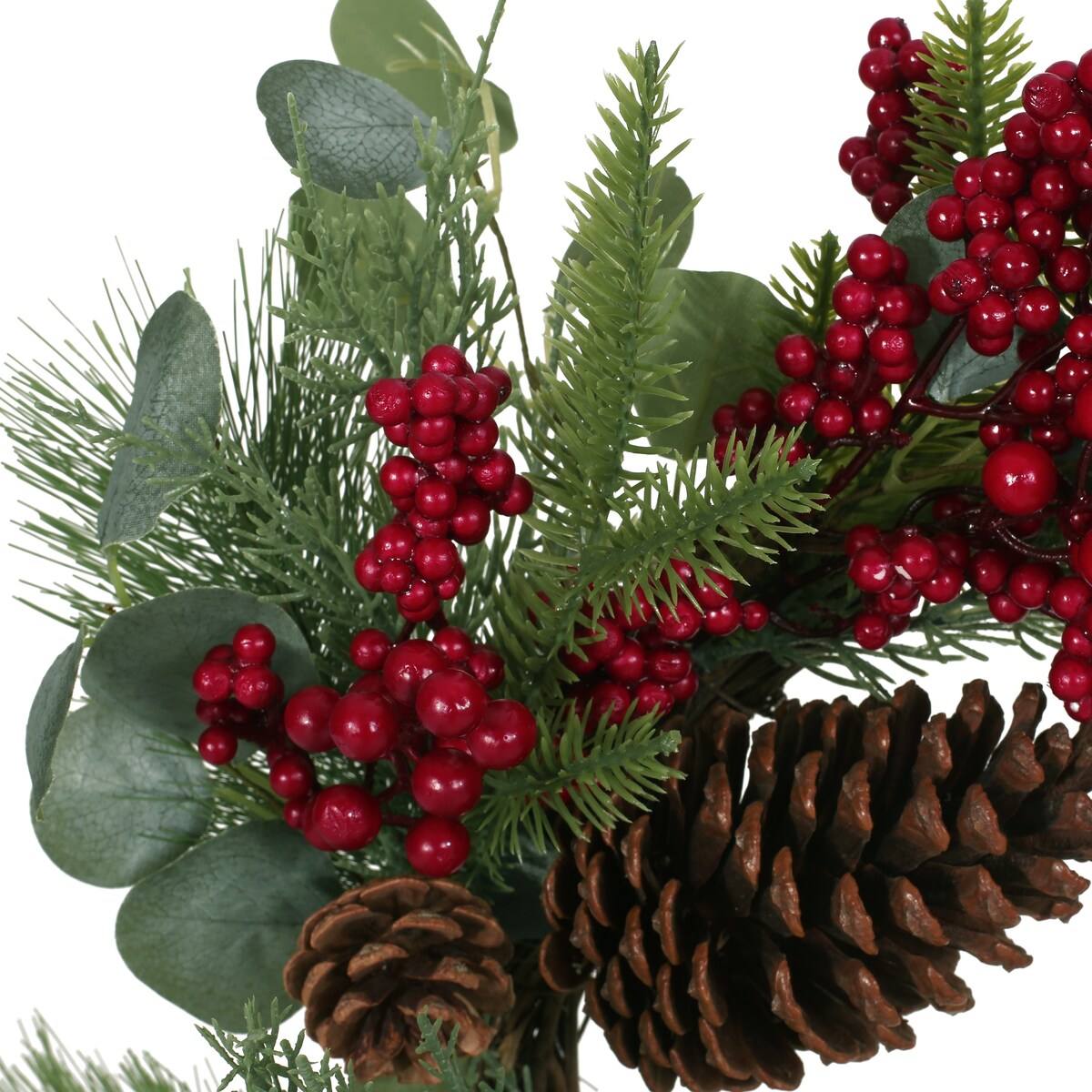 22 Berry/Eucalyptus/PineCone Wreath - Green Leaves