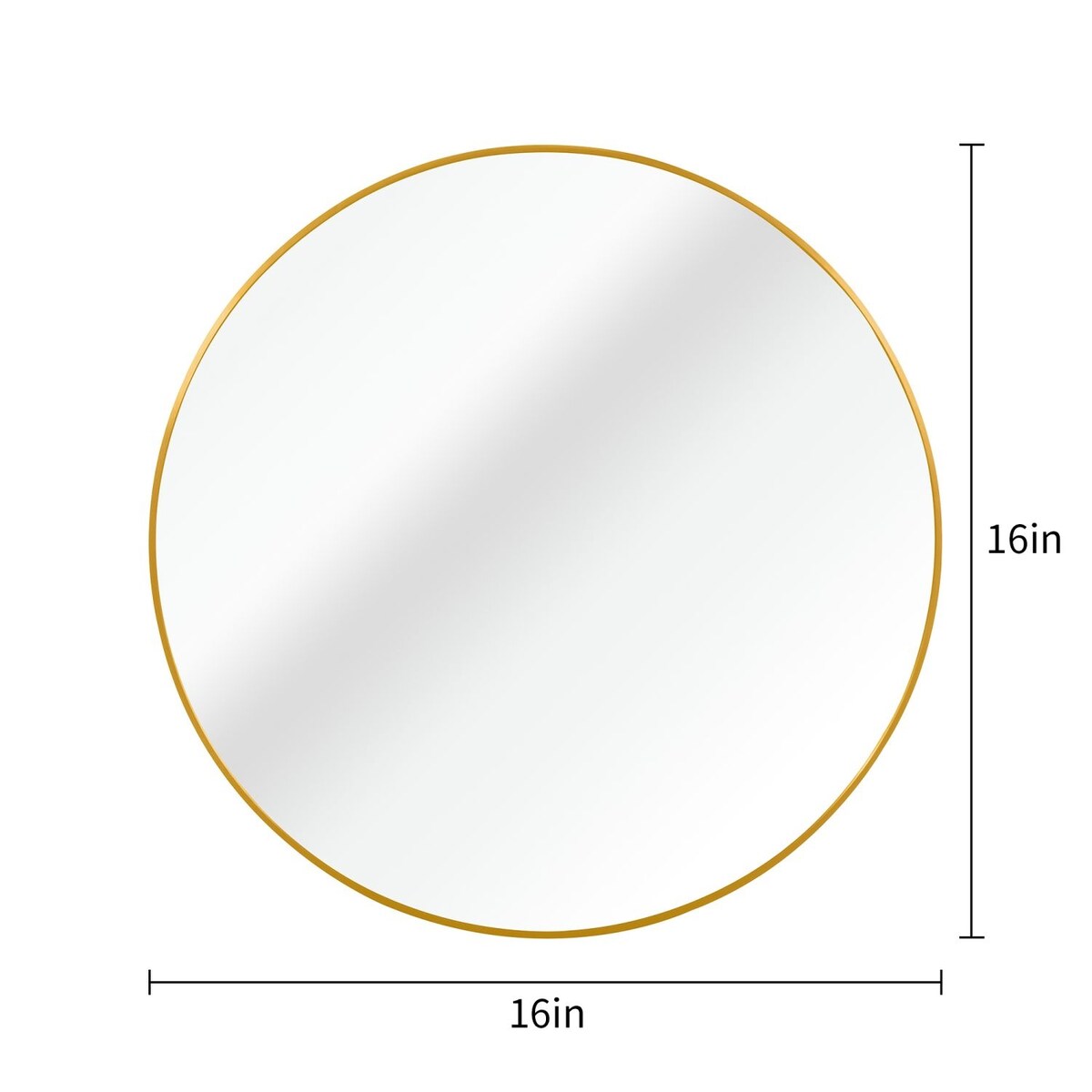 16 in. W x 16 in. H Gold Metal Framed Round Wall Mirror for Bedroom, Bathroom, Living Room