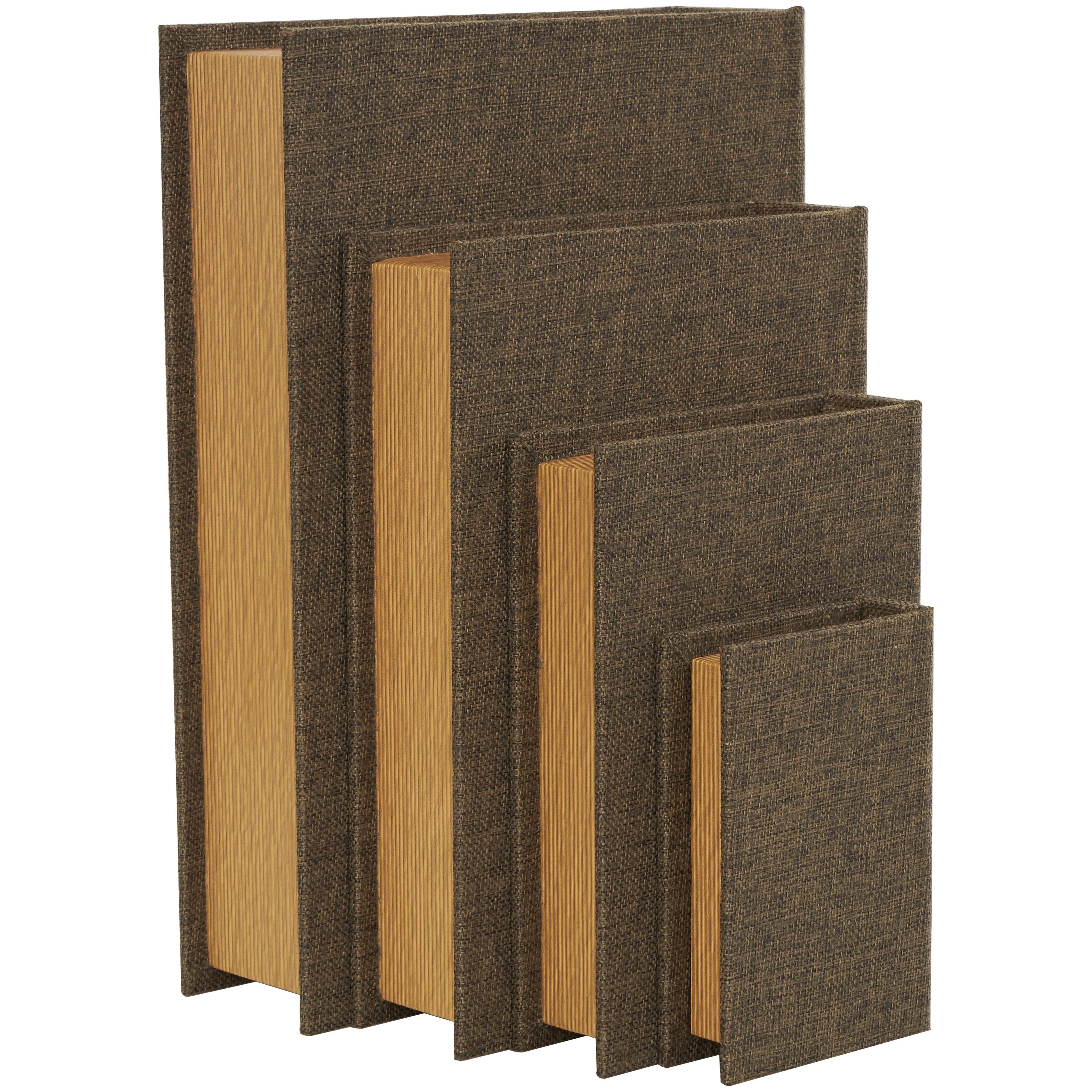 Linen Leather or Wooden Fabric Storage Book Decorative Box - Set of 3 or 4 Multi Colored - Roche River Decor