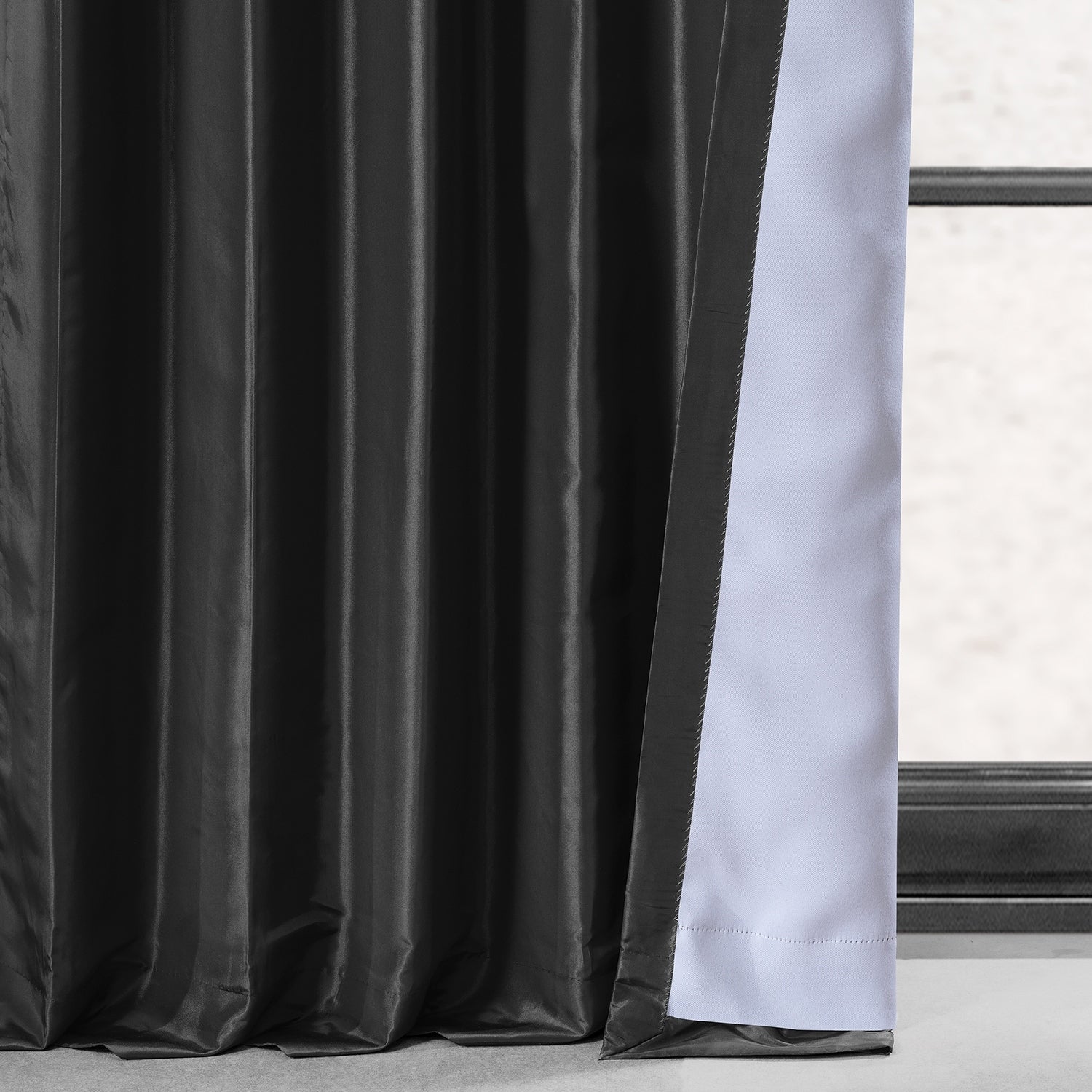 Exclusive Fabric Faux Silk Taffeta Solid Blackout Curtain (1 Panel)