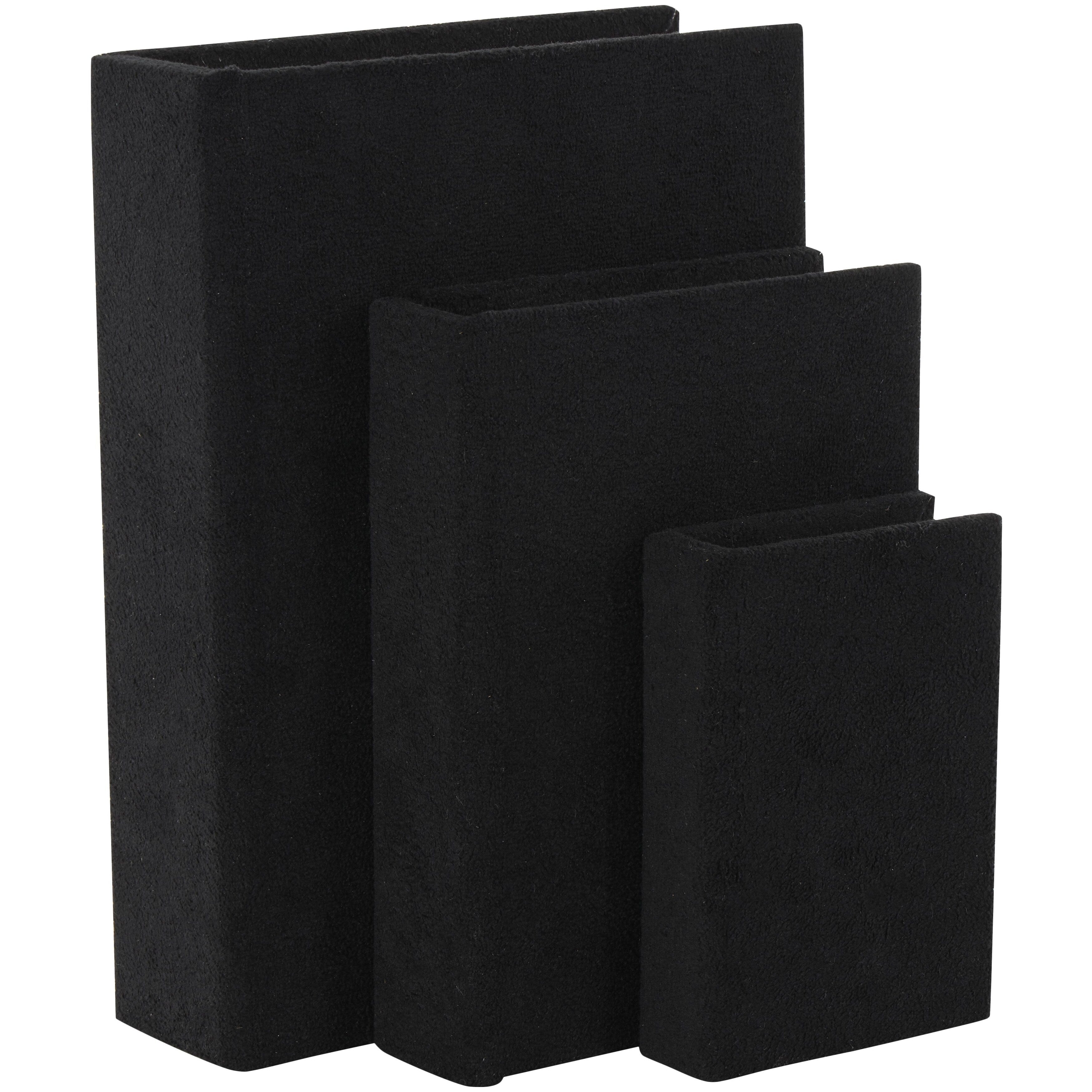 Linen Leather or Wooden Fabric Storage Book Decorative Box - Set of 3 or 4 Multi Colored - Roche River Decor