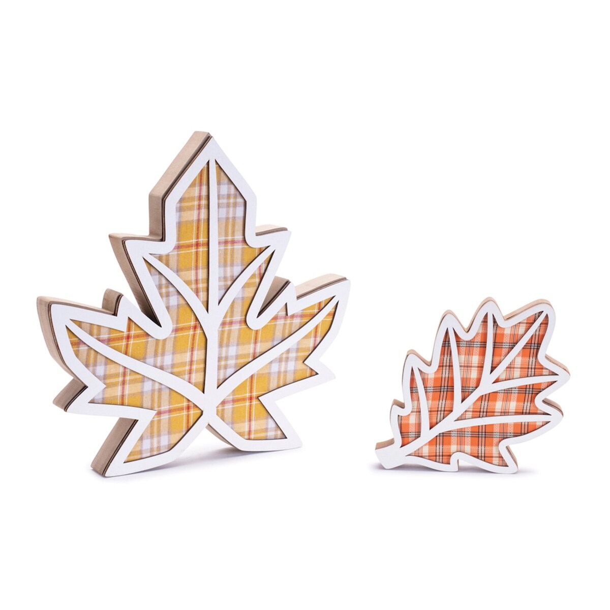 Harvest Plaid Leaf Décor (Set of 2)