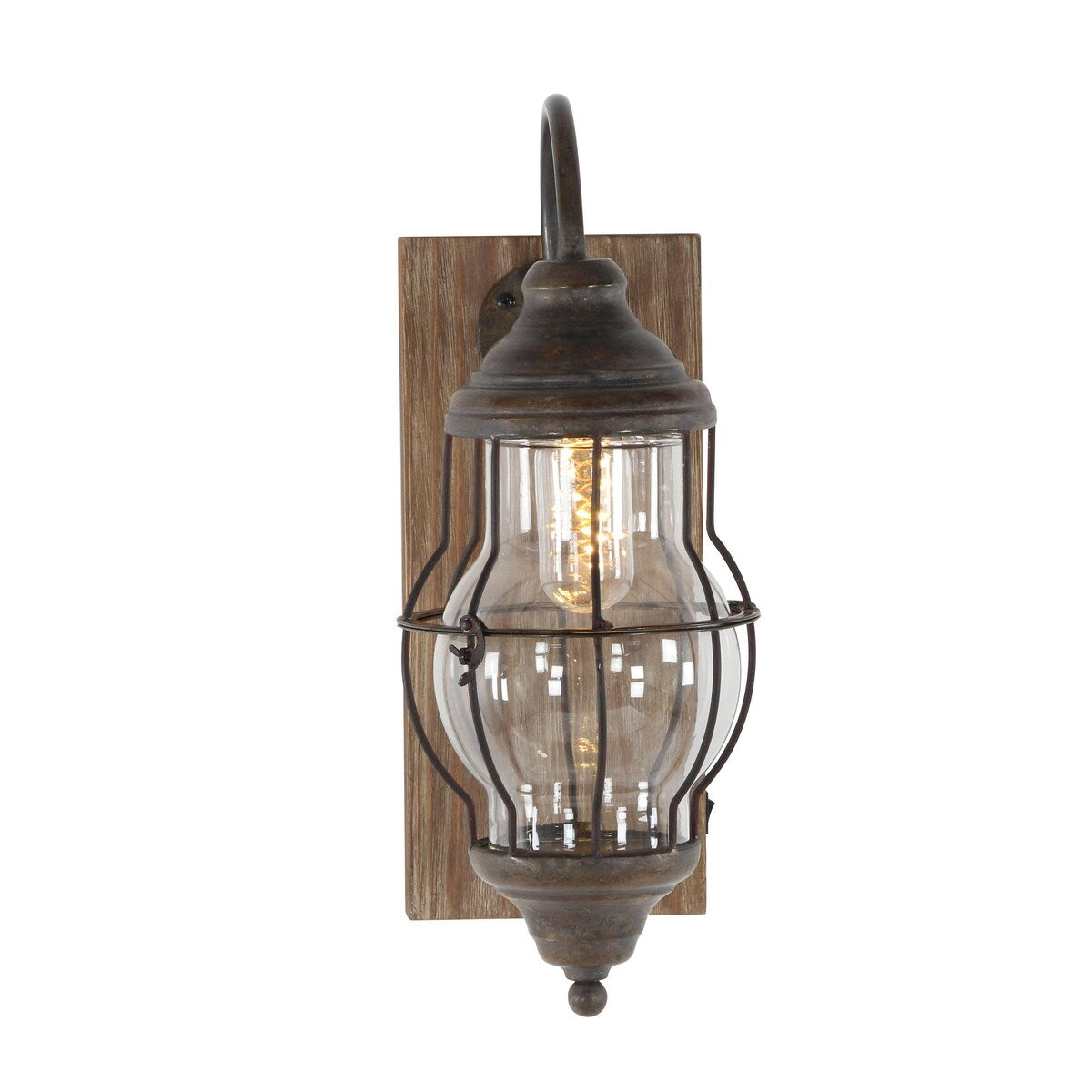 Metal Battery Operated Room Accent Lamp with Included Fixed LED Light - Brown - Roche River Decor