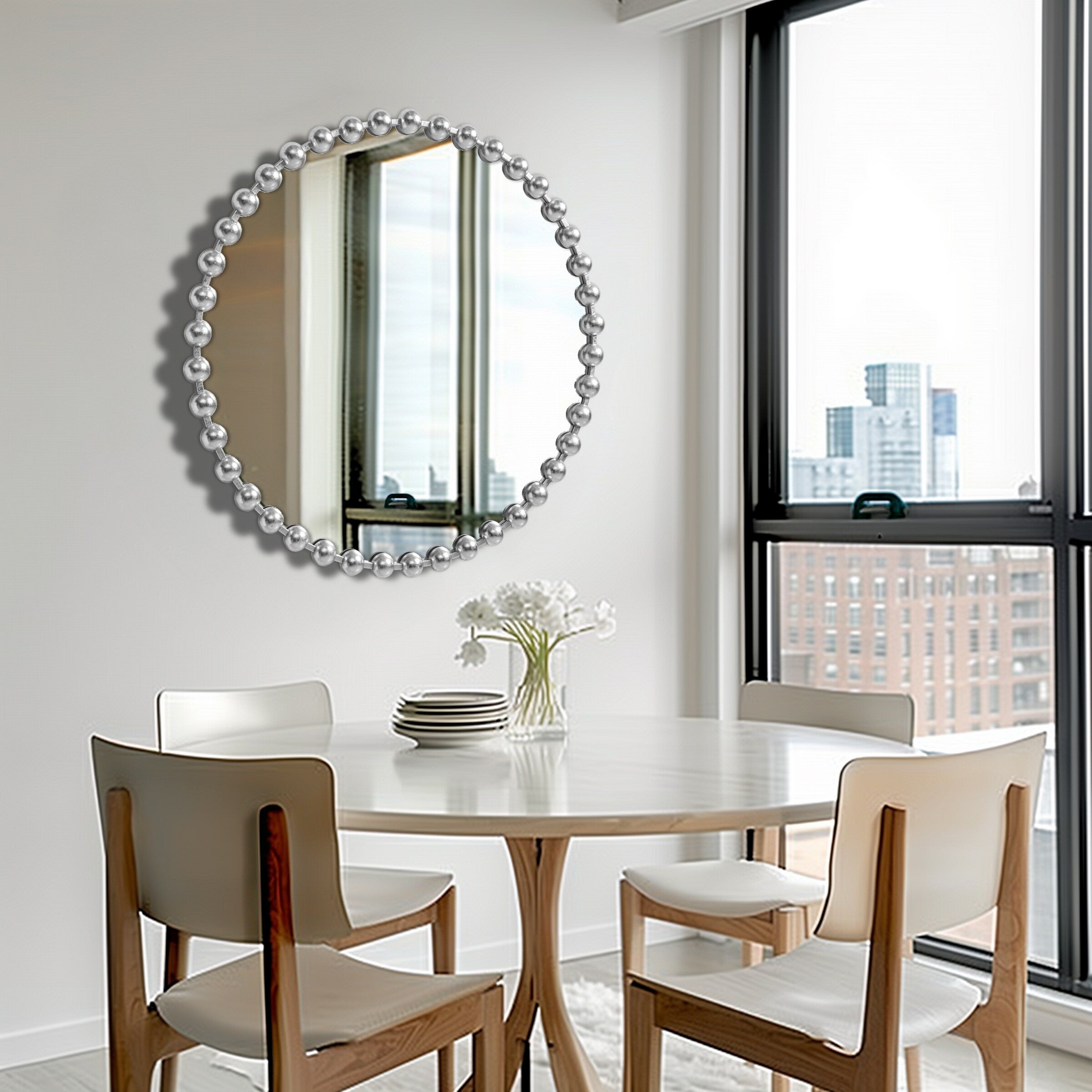 Madison Park Signature Marlowe Beaded Round Wall Mirror