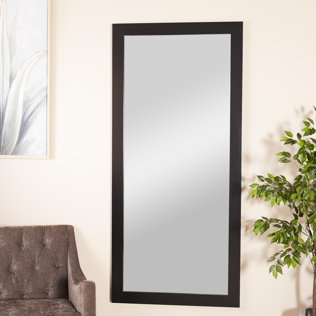 Wooden Rectangular Minimalistic Room Wall Mirror - White or Black - Roche River Decor