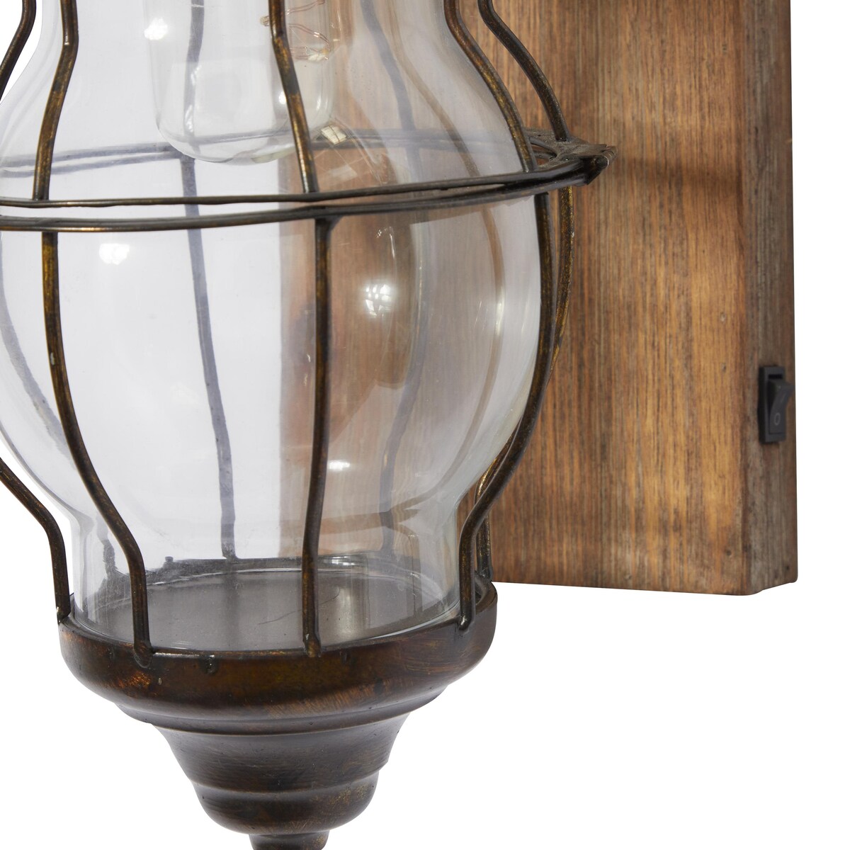 Metal Battery Operated Room Accent Lamp with Included Fixed LED Light - Brown - Roche River Decor