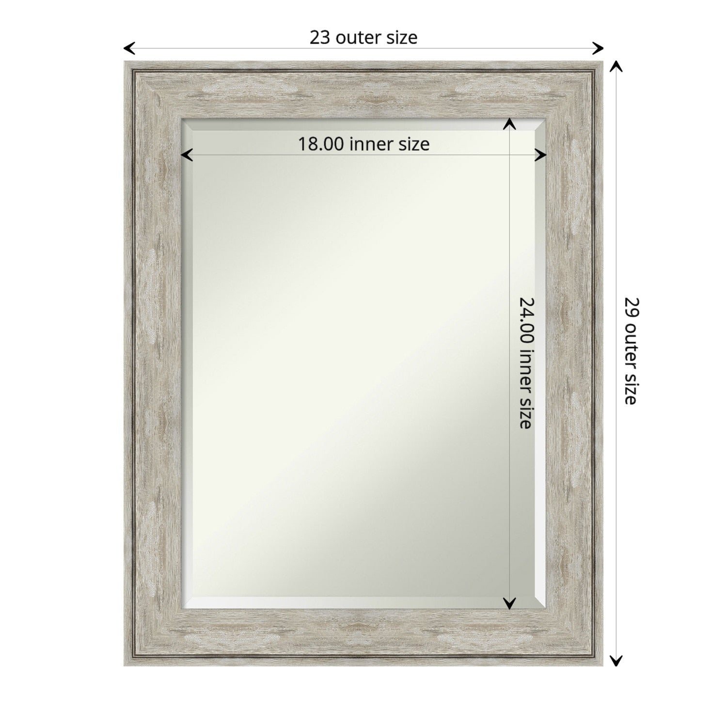 Beveled Bathroom Wall Mirror - Crackled Metallic Frame