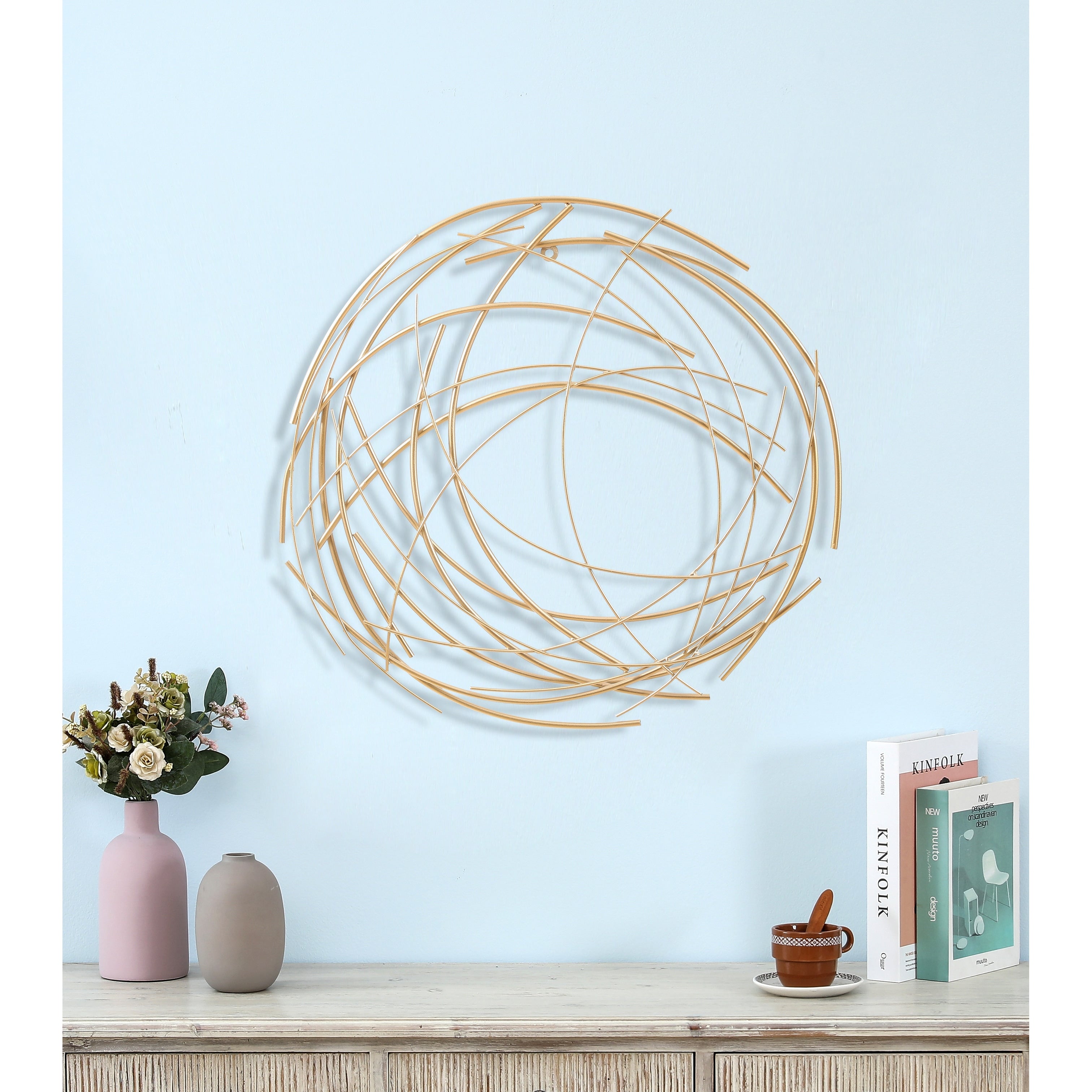 Gold Metal Abstract Swirl Round Wall Decor