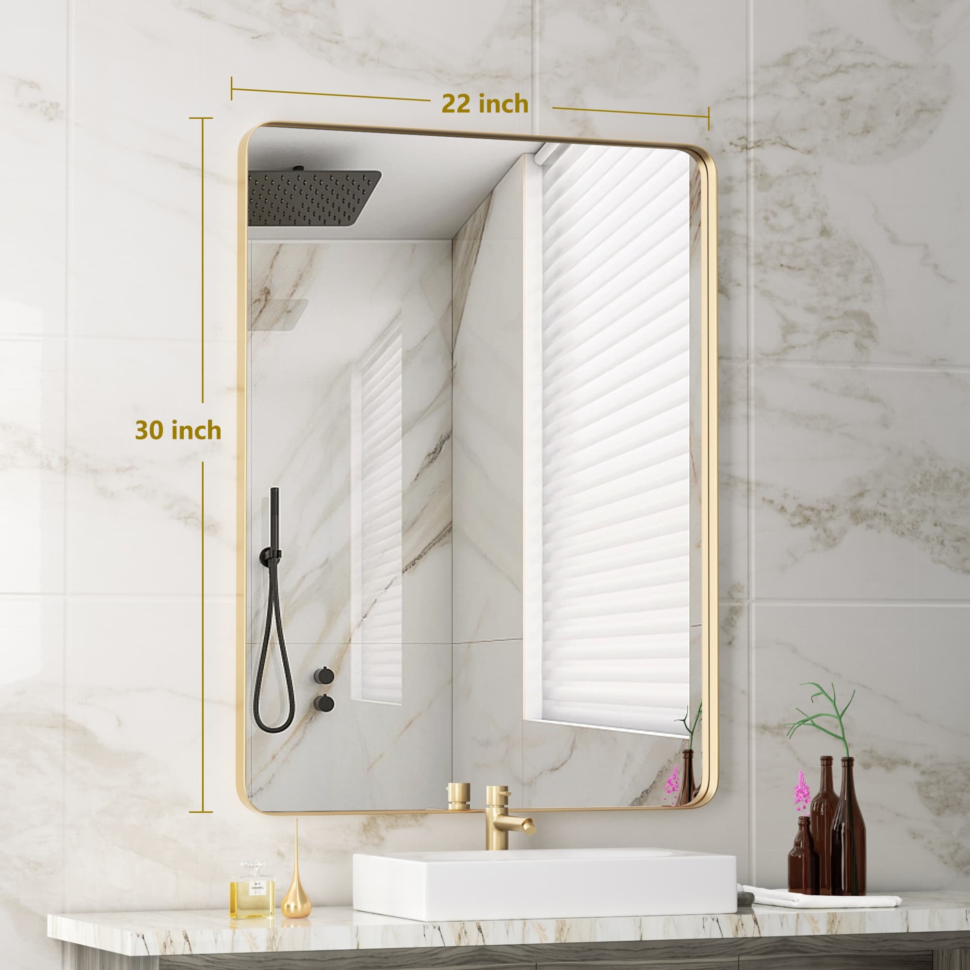 Stainless Steel Rectangular Mirror, Bathroom Mirror, Dressing Mirror, Wall Mirror, Decorative Mirror