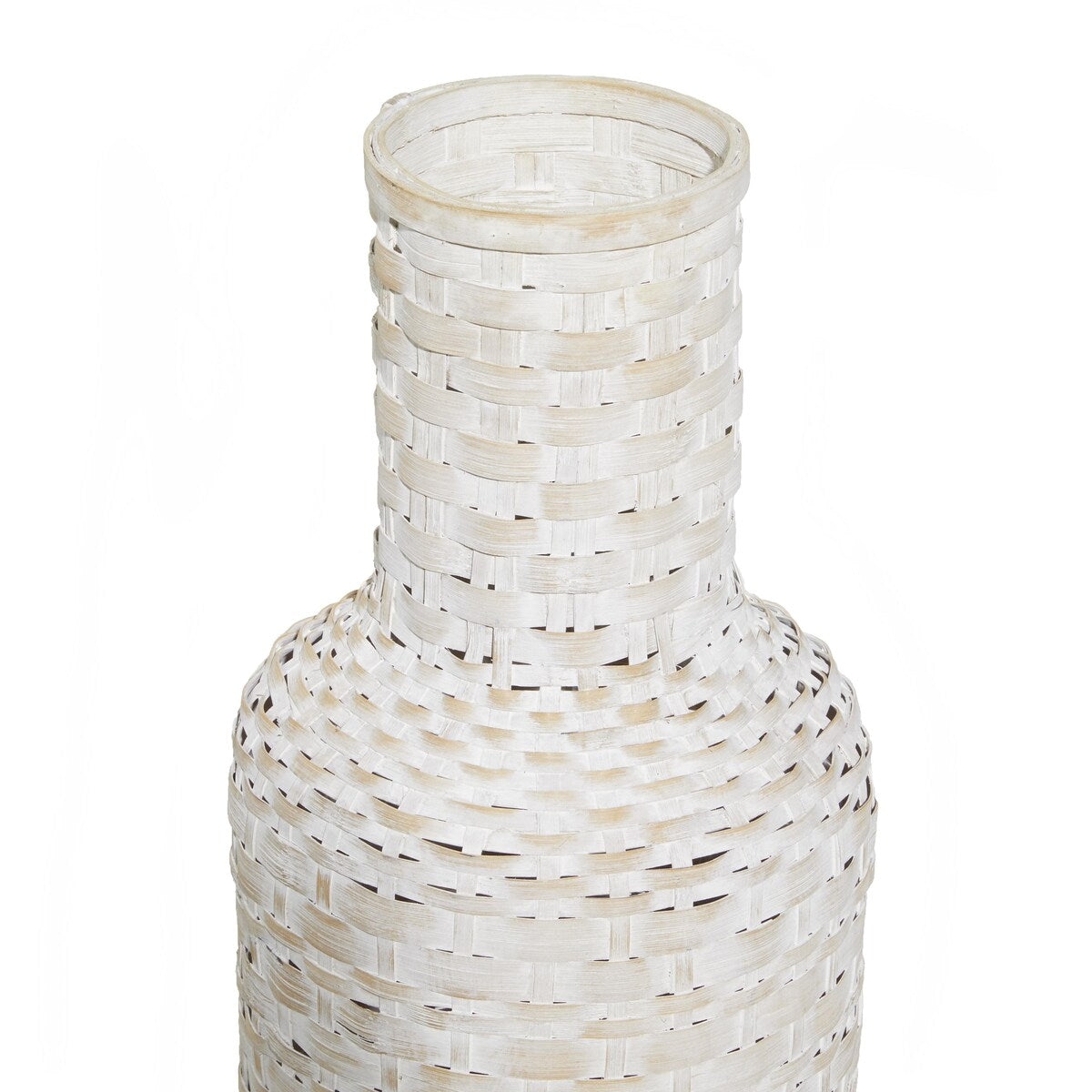 Bamboo Wood Tall Woven Floor Decorative Vase - White - Roche River Decor