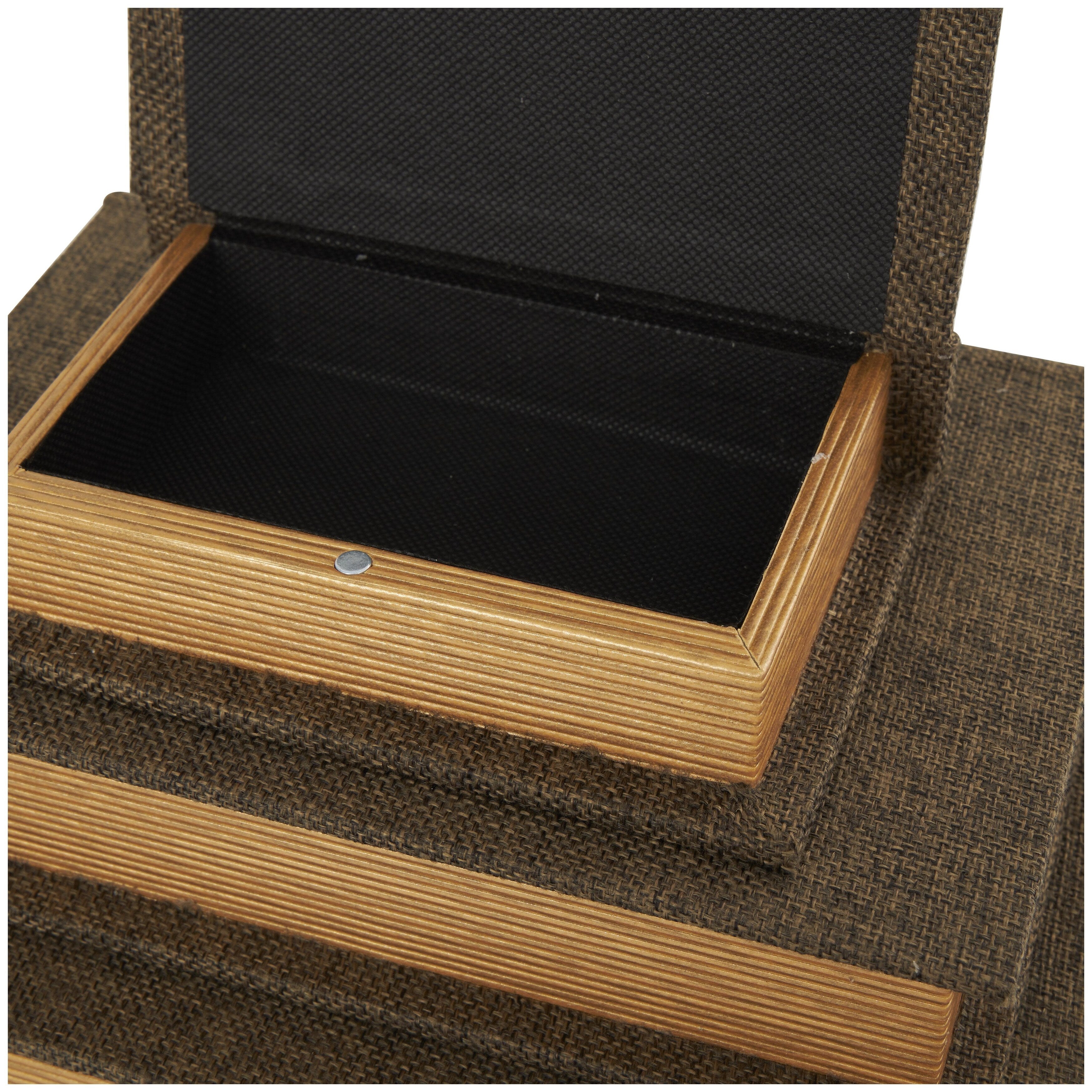 Linen Leather or Wooden Fabric Storage Book Decorative Box - Set of 3 or 4 Multi Colored - Roche River Decor