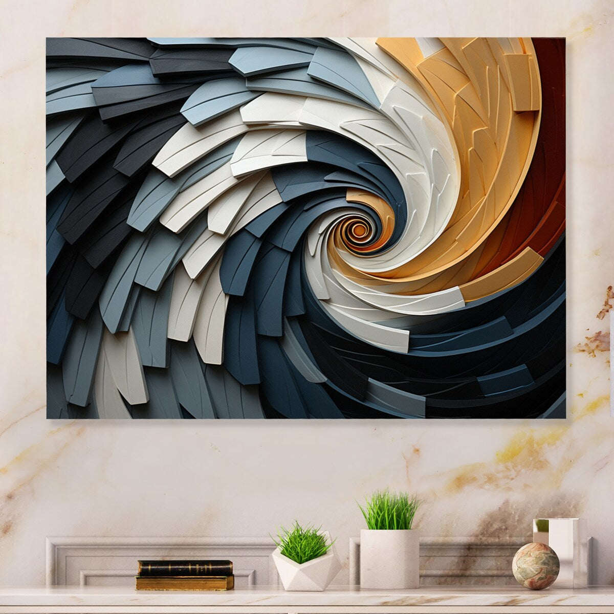 Designart Geometric Spiral III Abstract Spirals Metal Wall Art Living Room