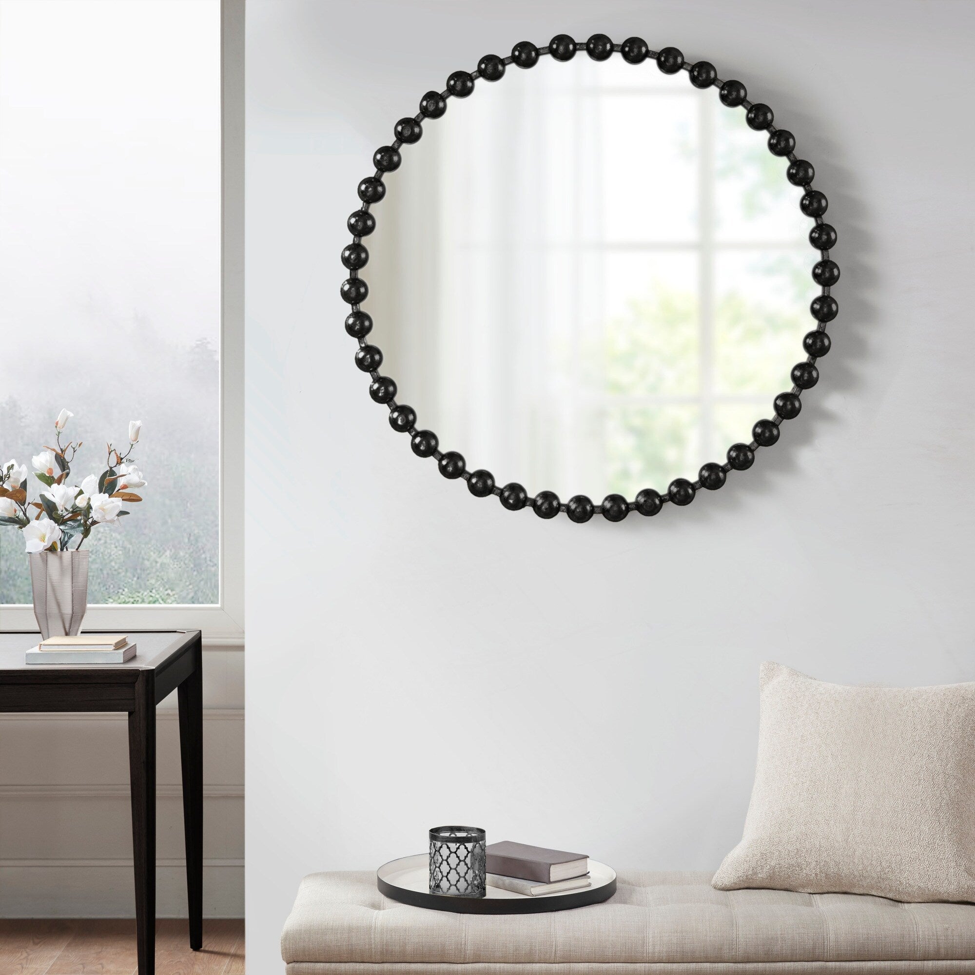 Madison Park Signature Marlowe Beaded Round Wall Mirror
