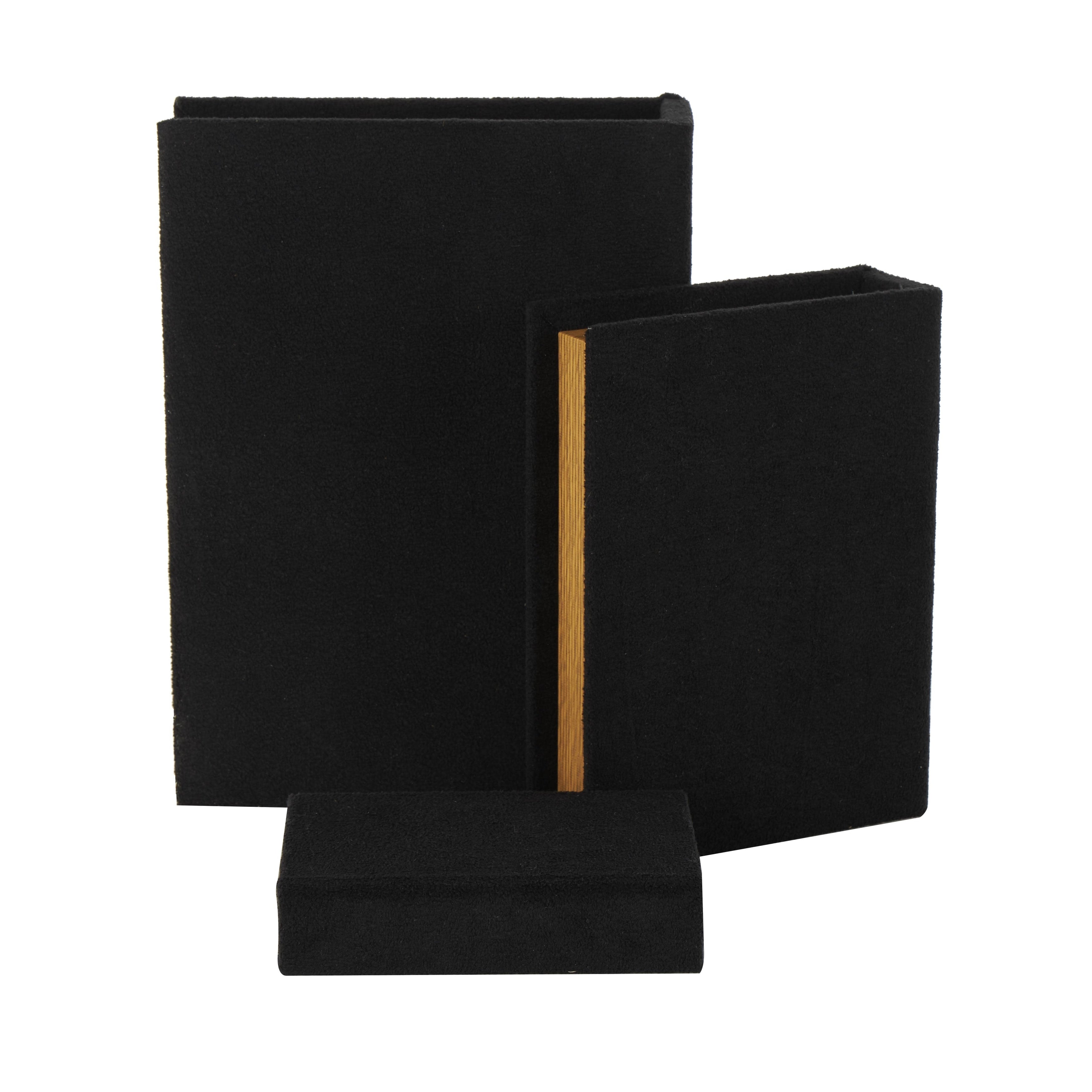 Linen Leather or Wooden Fabric Storage Book Decorative Box - Set of 3 or 4 Multi Colored - Roche River Decor