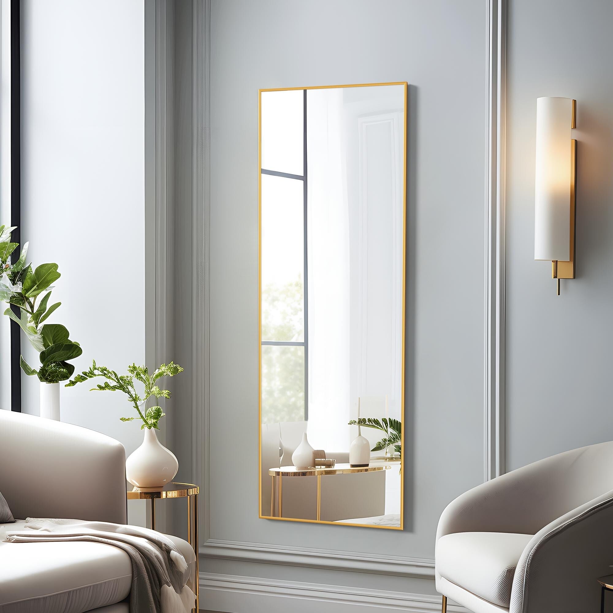Aluminum Alloy Full-length Hanging, Leaning, or Standing Mirror