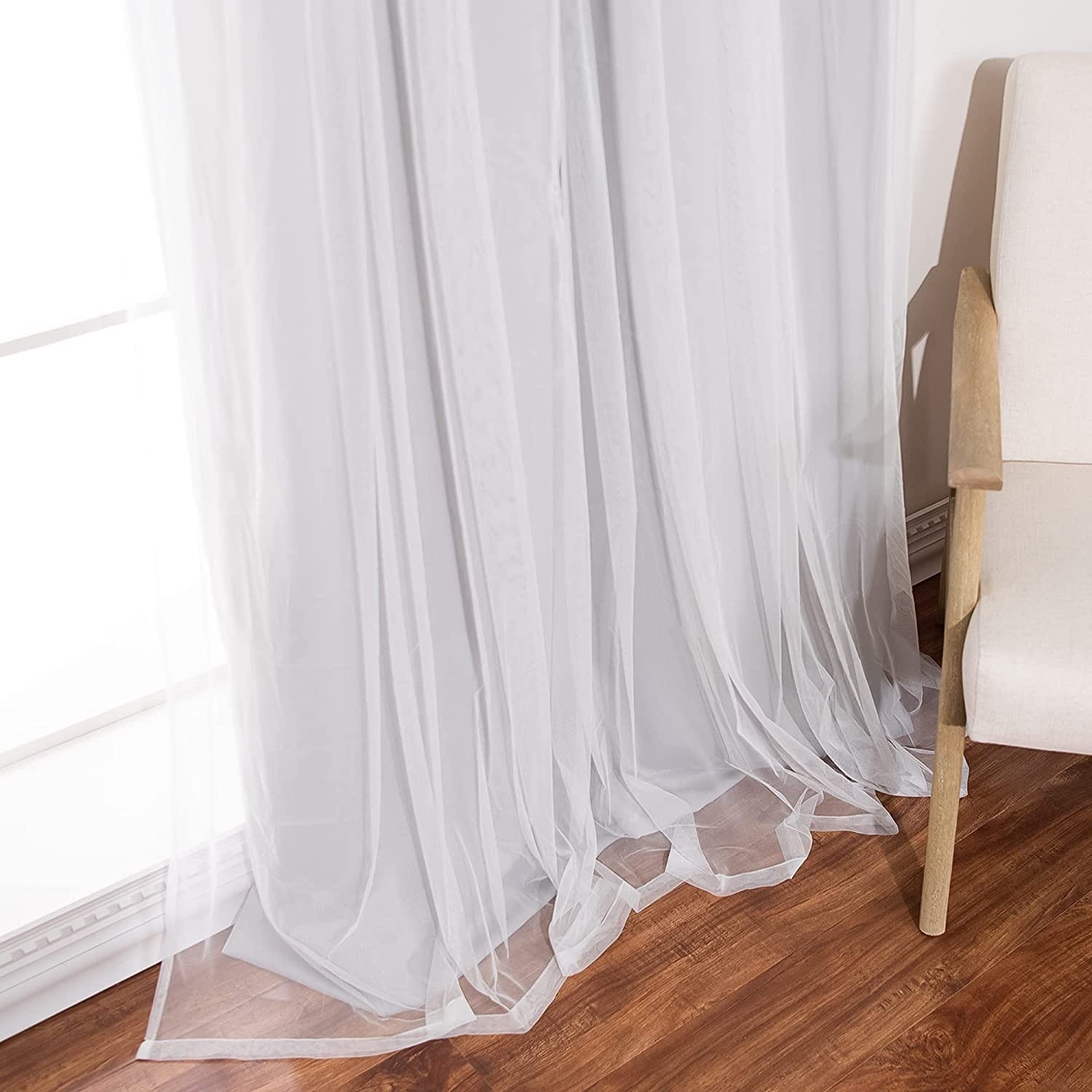 Aurora Home Star Punch Tulle Overlay Blackout Curtain Panel Pair